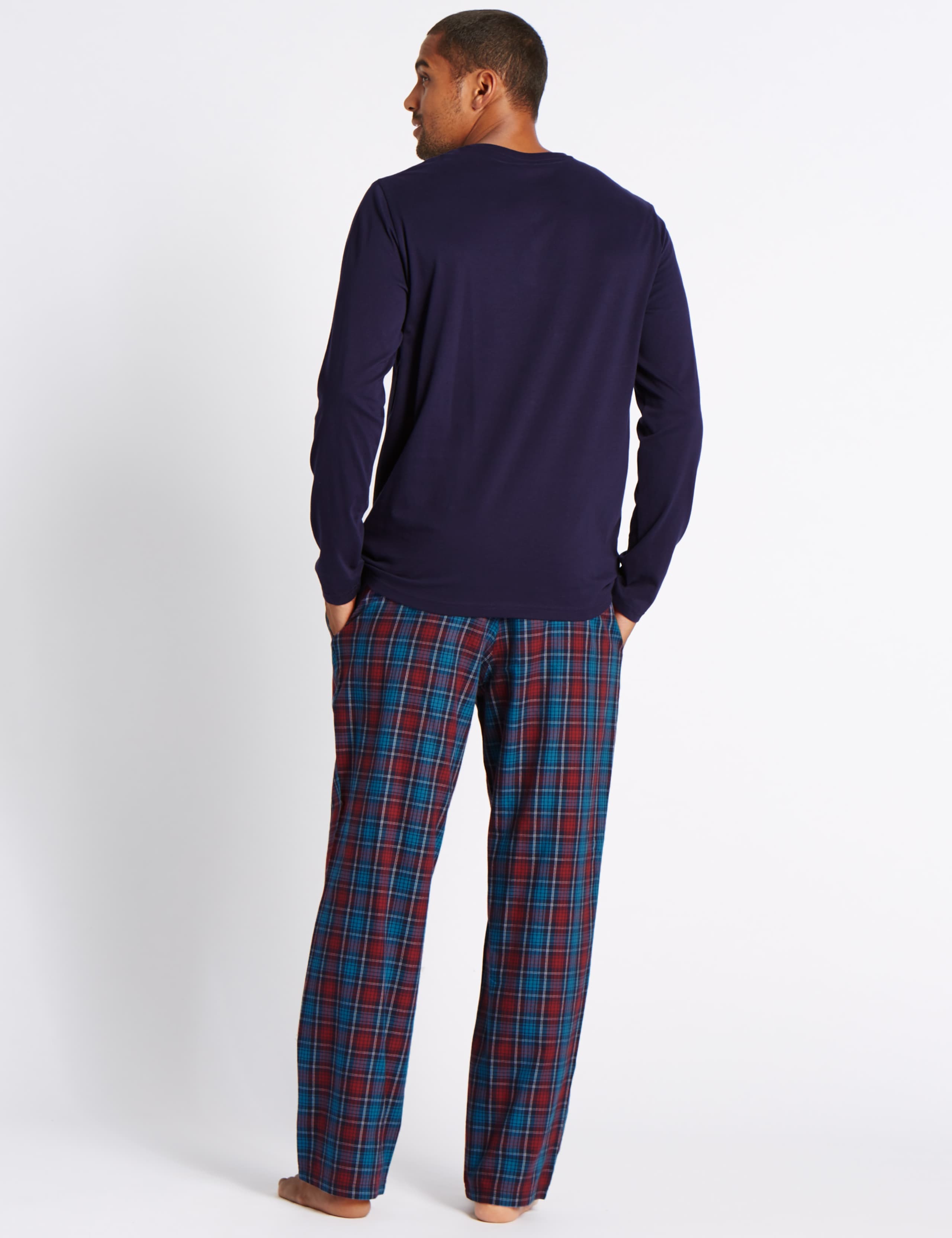 Pure Cotton Checked Pyjama Set 3 of 7