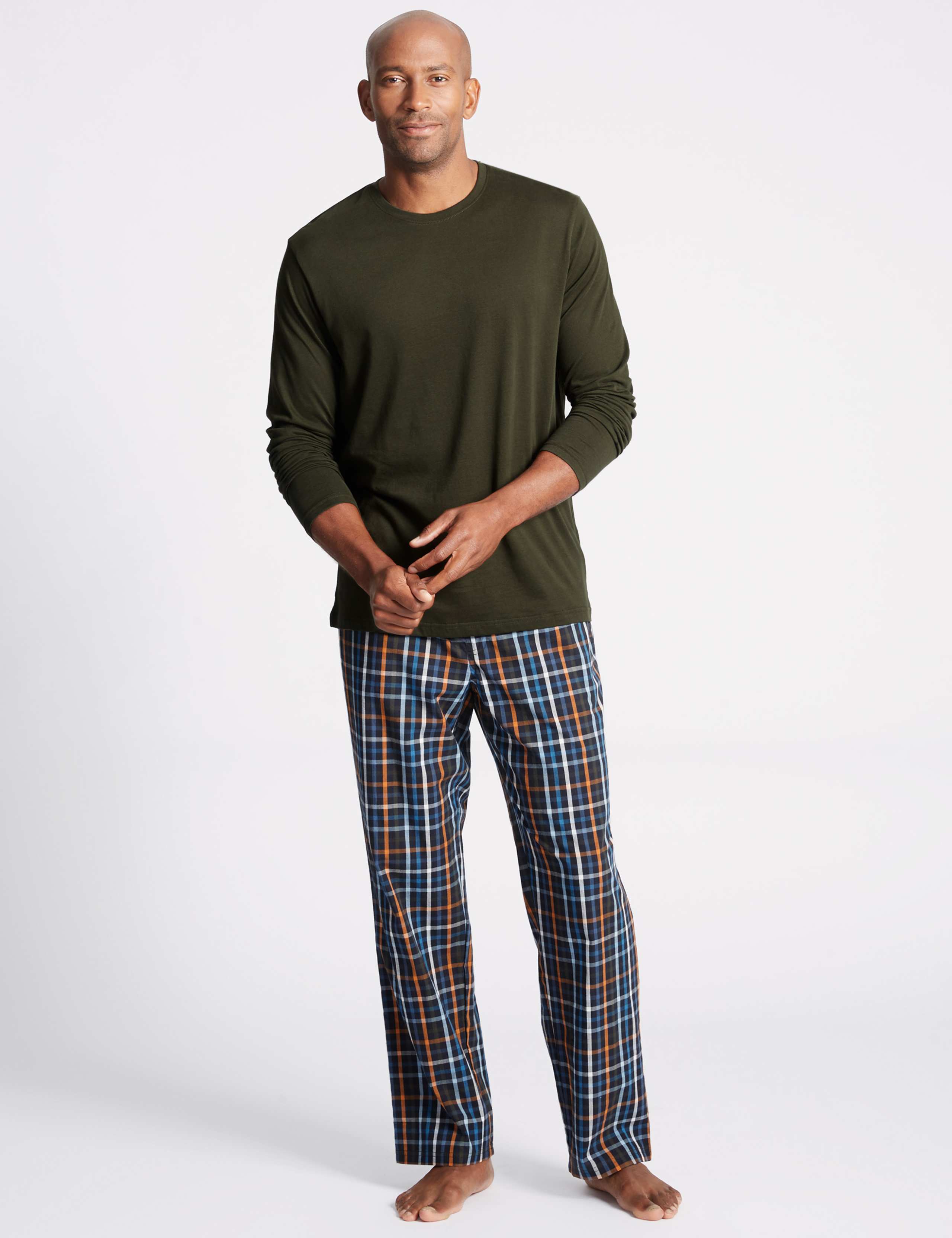 Pure Cotton Checked Pyjama Set 1 of 5