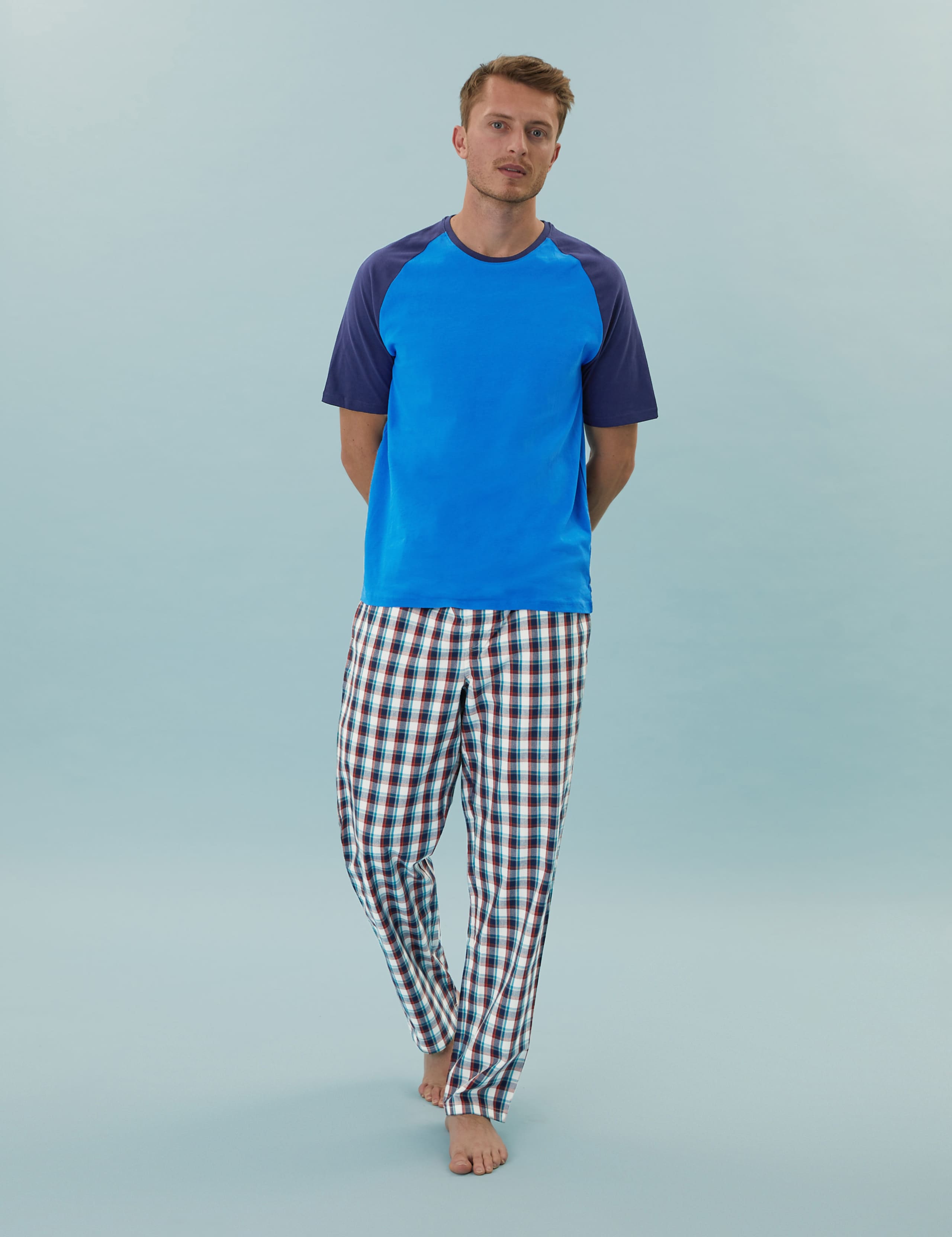 Pure Cotton Checked Pyjama Set 1 of 4