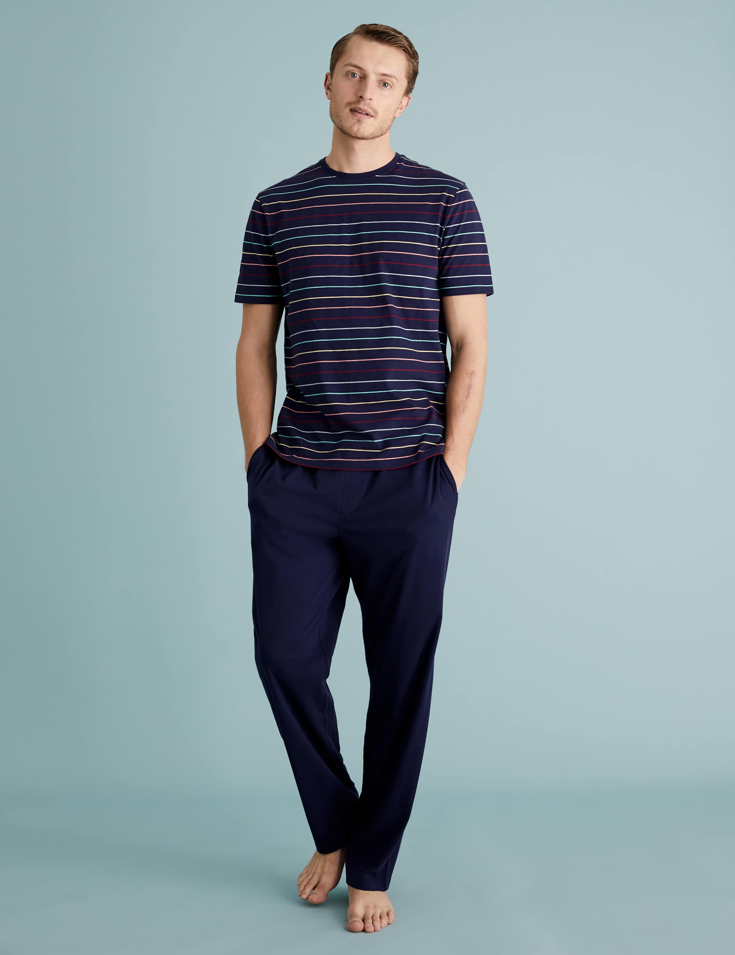 Pure Cotton Striped Pyjama Set 1 of 6