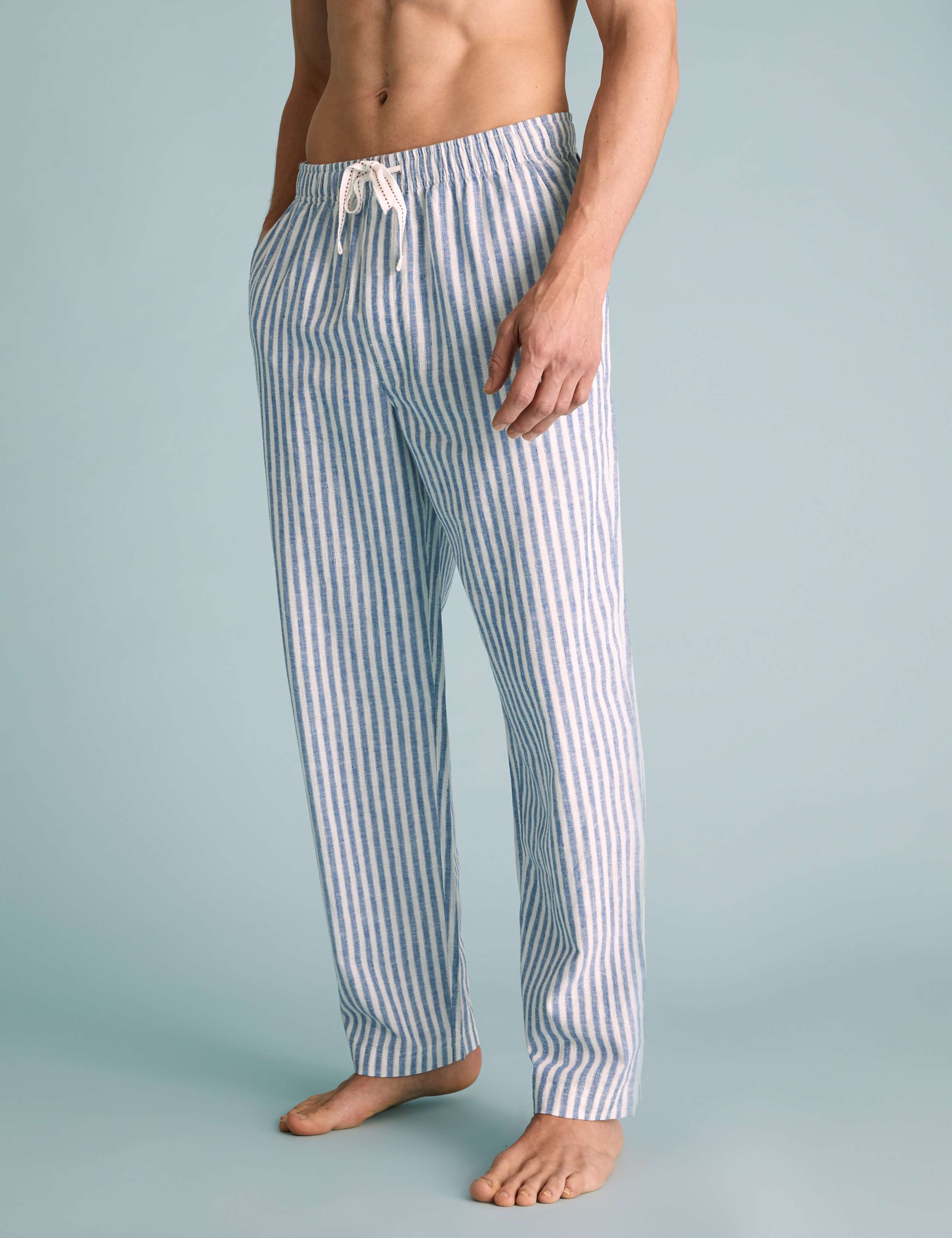 Cotton Linen Striped Pyjama Bottoms 3 of 4