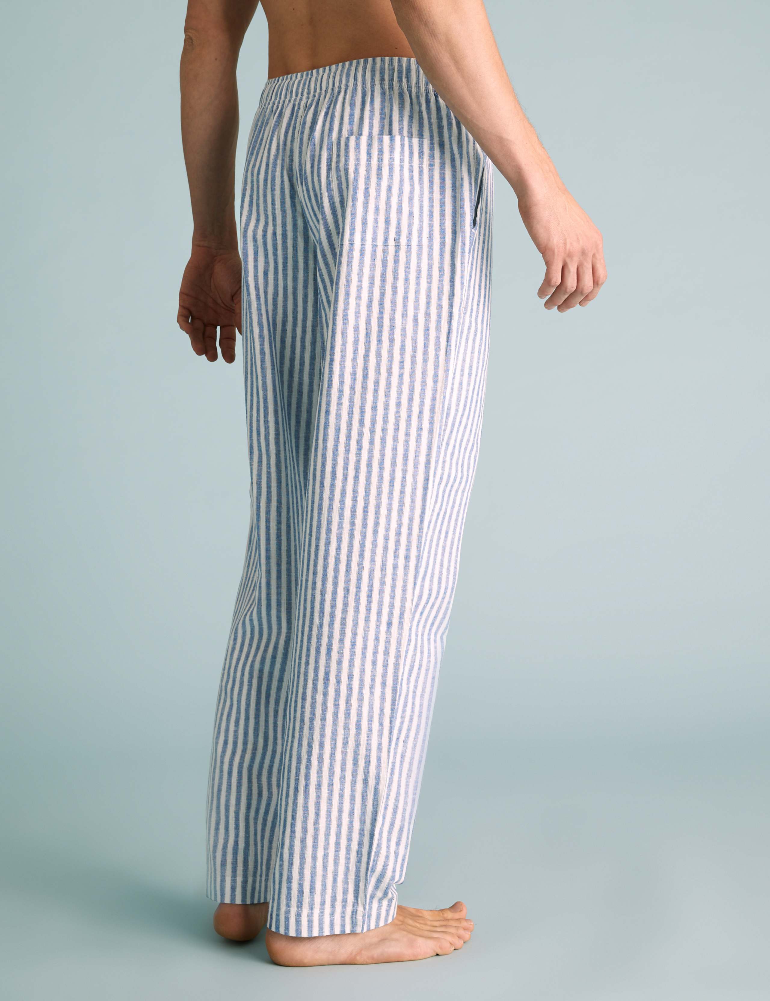 Cotton Linen Striped Pyjama Bottoms 4 of 4
