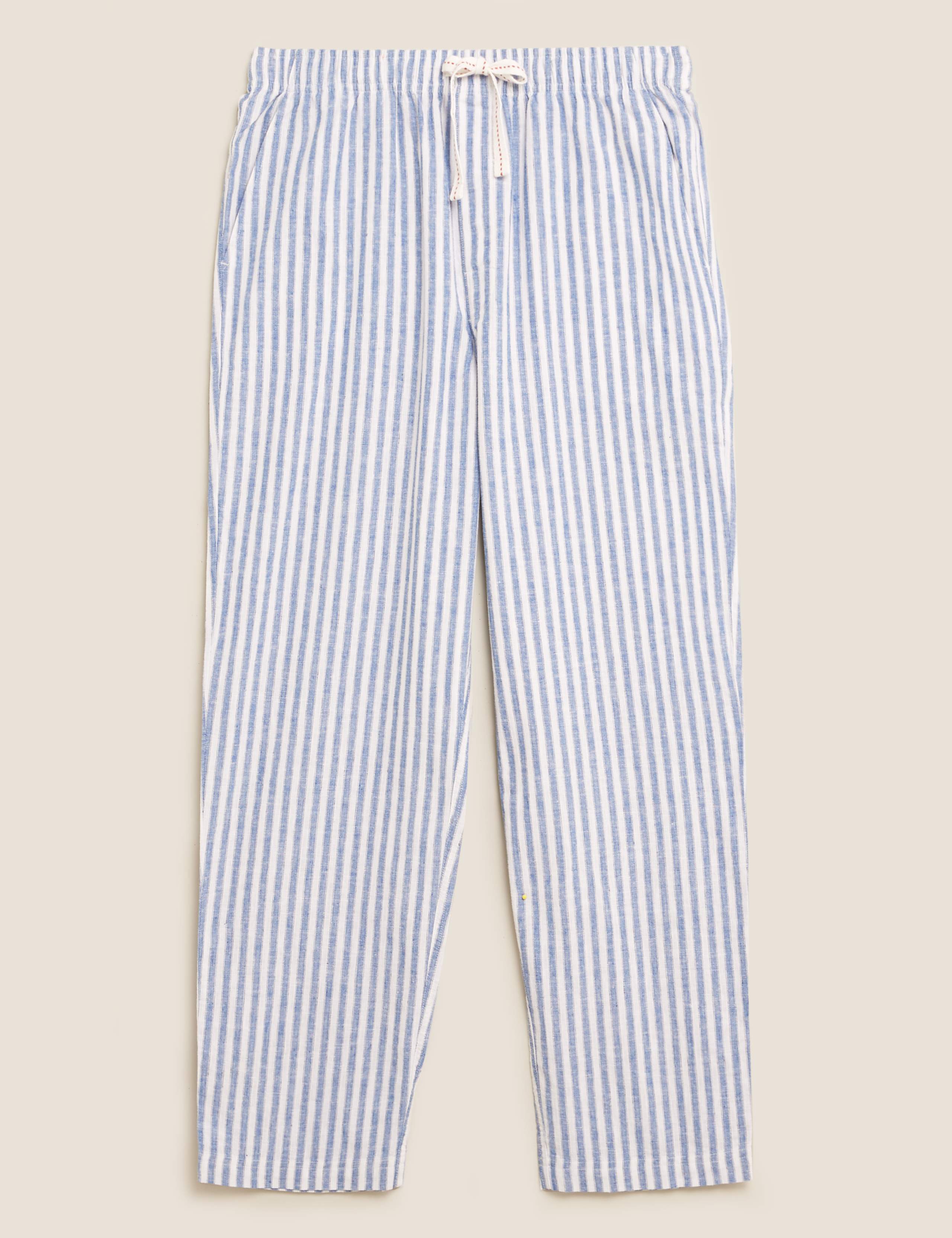 Cotton Linen Striped Pyjama Bottoms 2 of 4