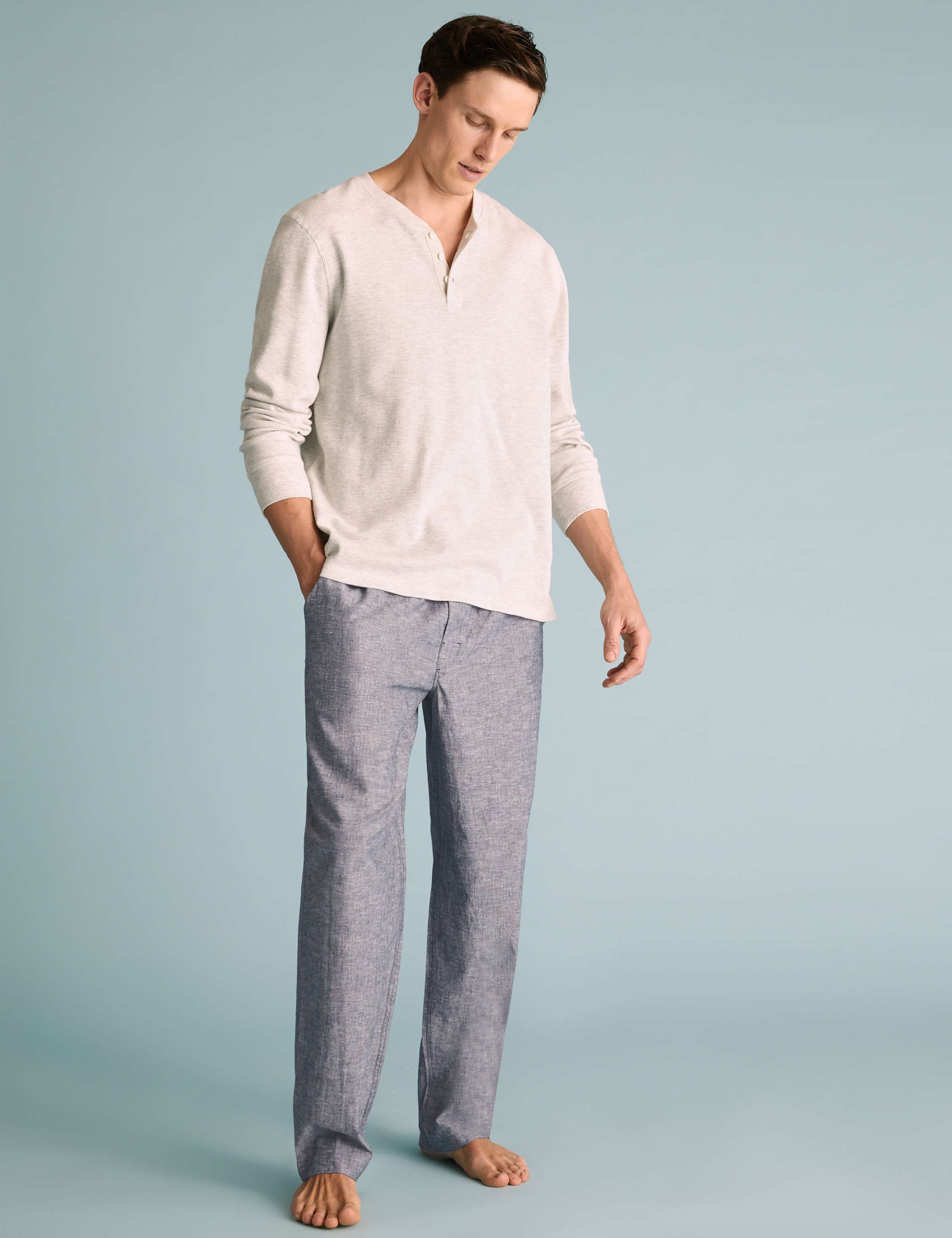 Cotton Linen Chambray Pyjama Bottoms 1 of 5