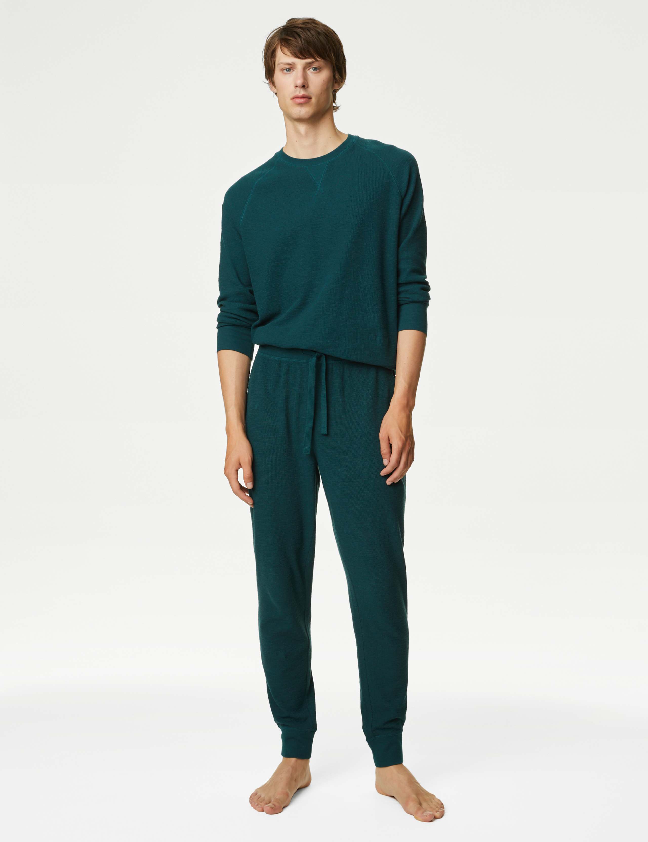 Pure Cotton Waffle Loungewear Sweatshirt 3 of 5