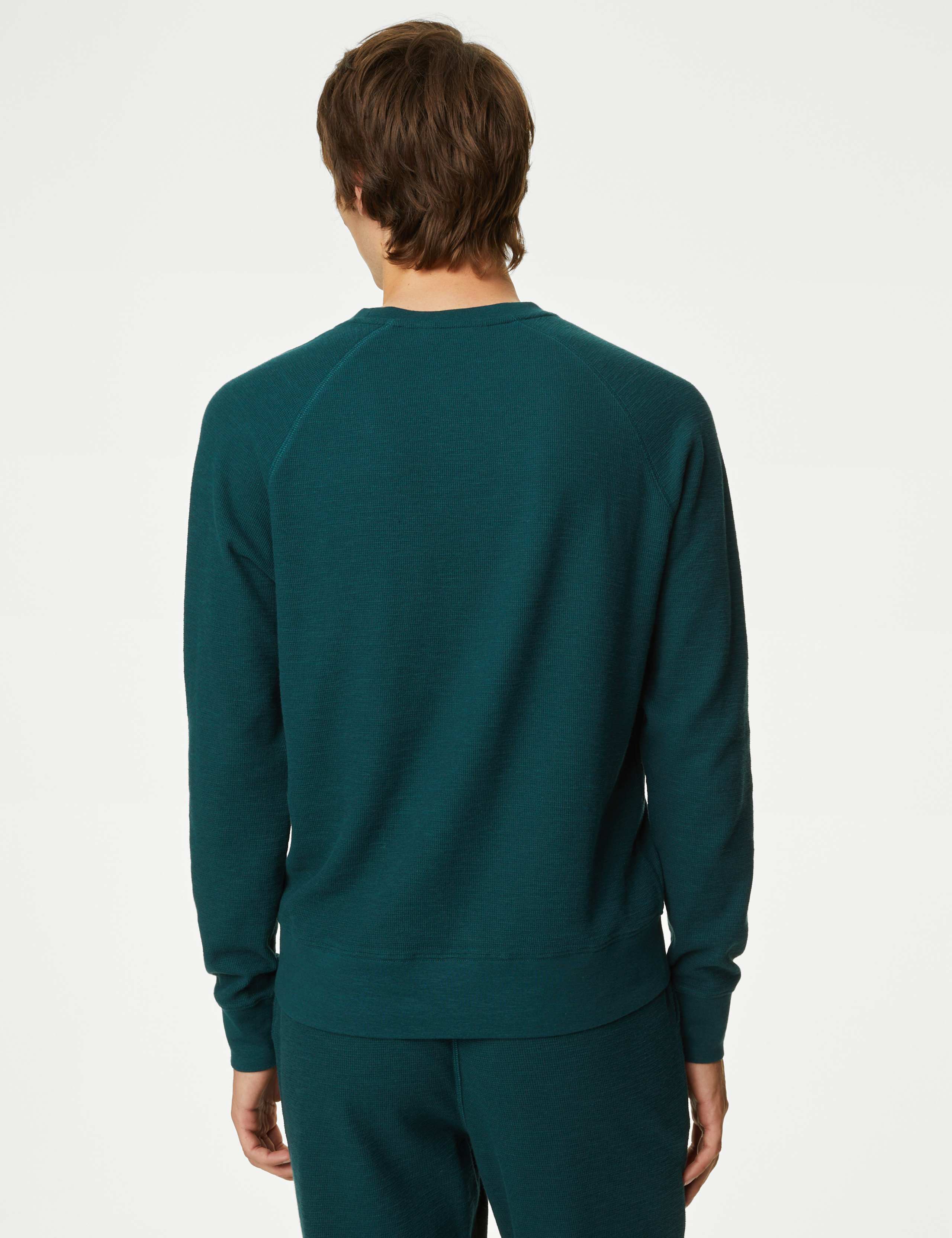 Pure Cotton Waffle Loungewear Sweatshirt 4 of 5