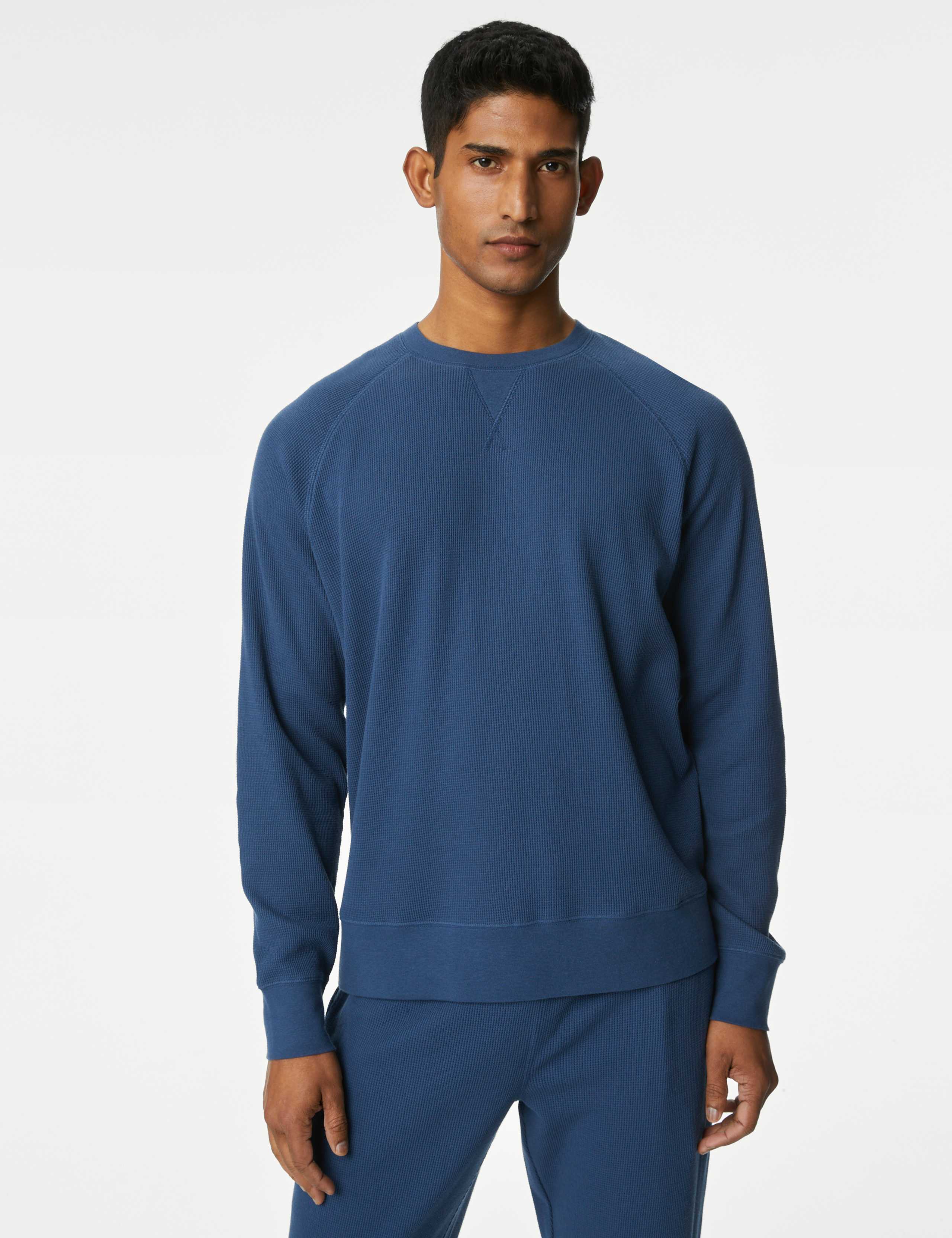 Pure Cotton Waffle Loungewear Sweatshirt 1 of 5