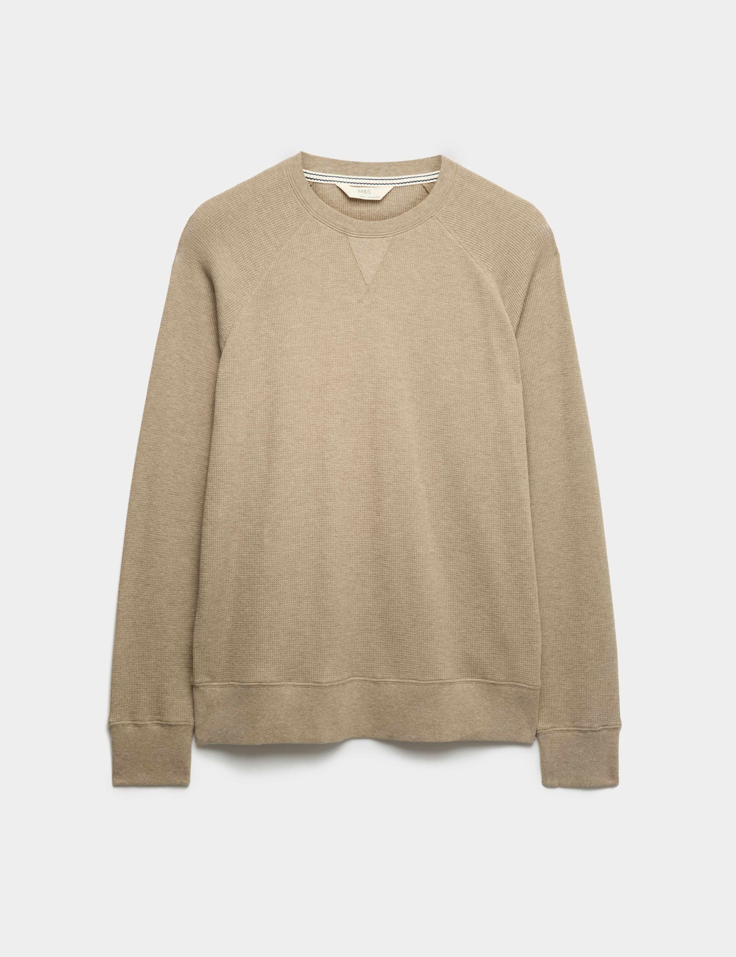 Pure Cotton Waffle Loungewear Sweatshirt 2 of 6