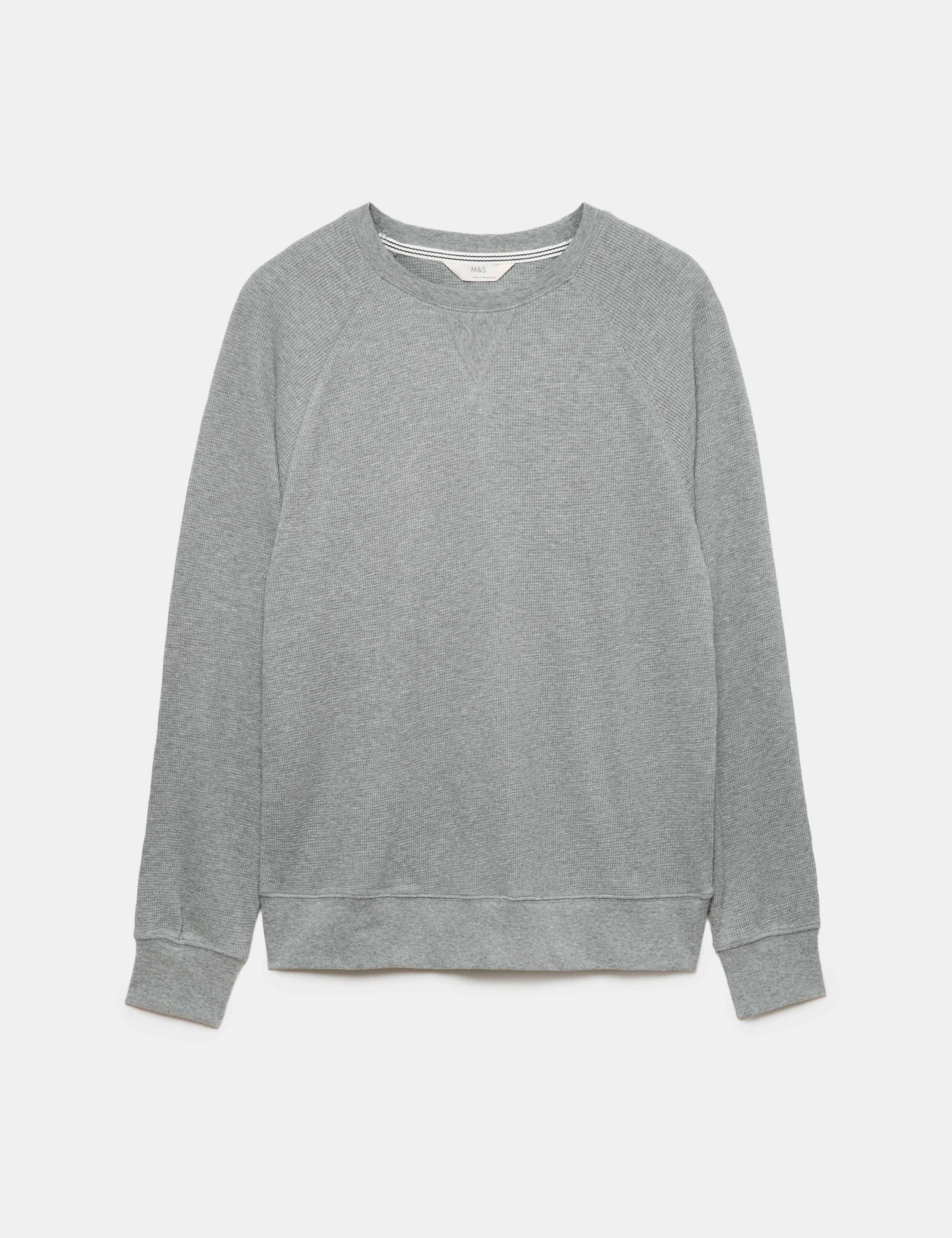 Pure Cotton Waffle Loungewear Sweatshirt 1 of 1