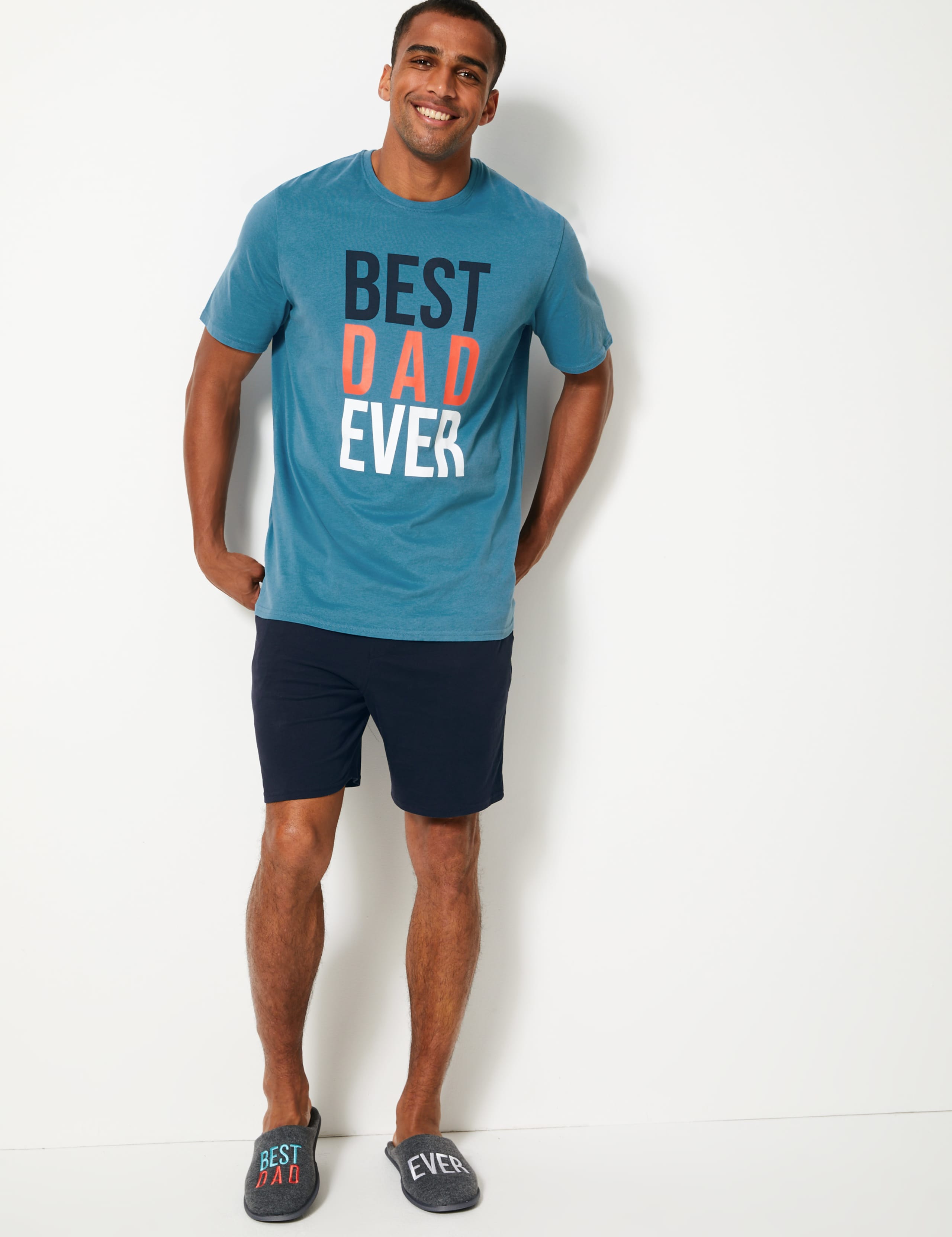 Best Dad Ever Print Pyjama Shorts Set 3 of 5