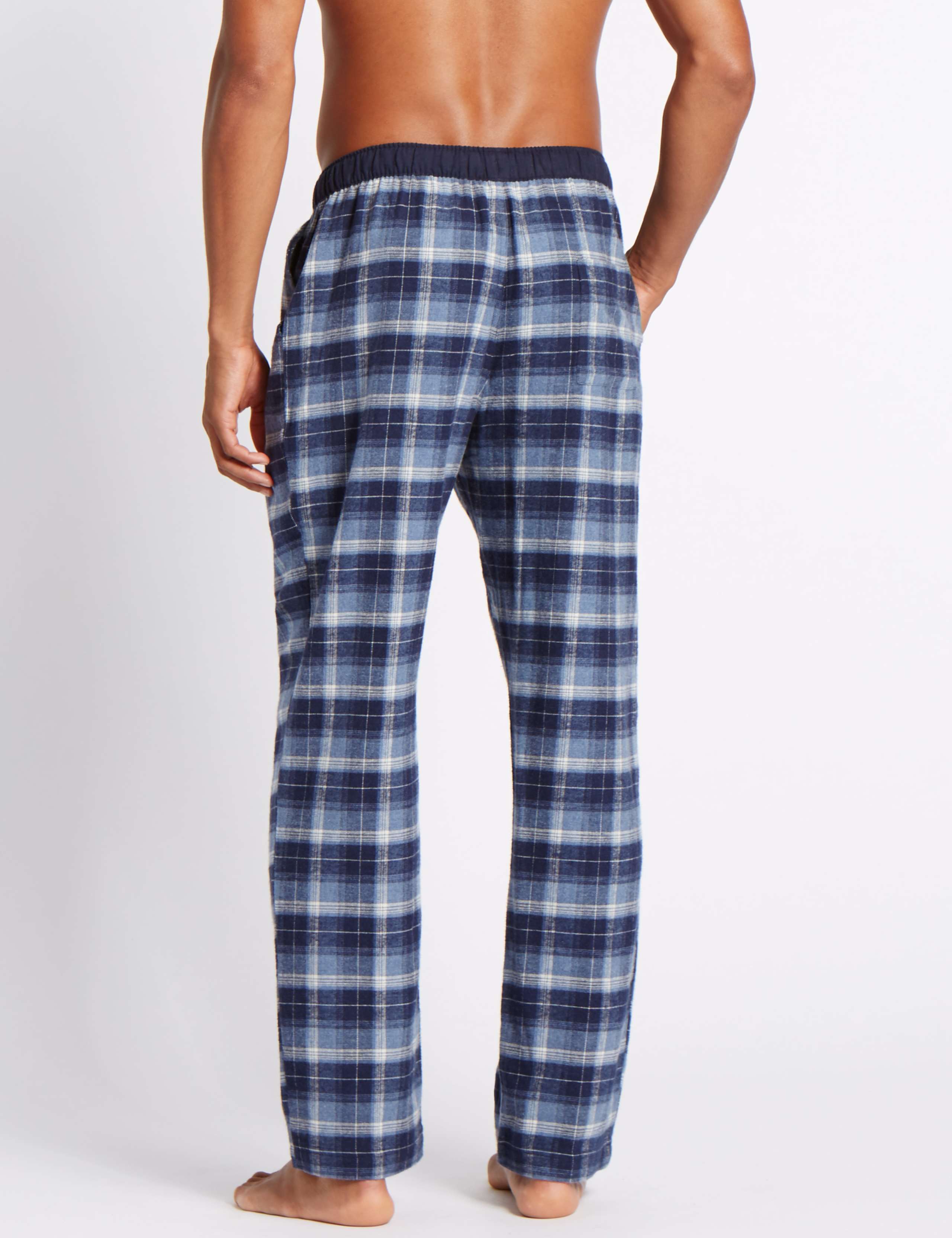 2in Longer Pure Cotton Checked Pyjama Bottoms 3 of 5