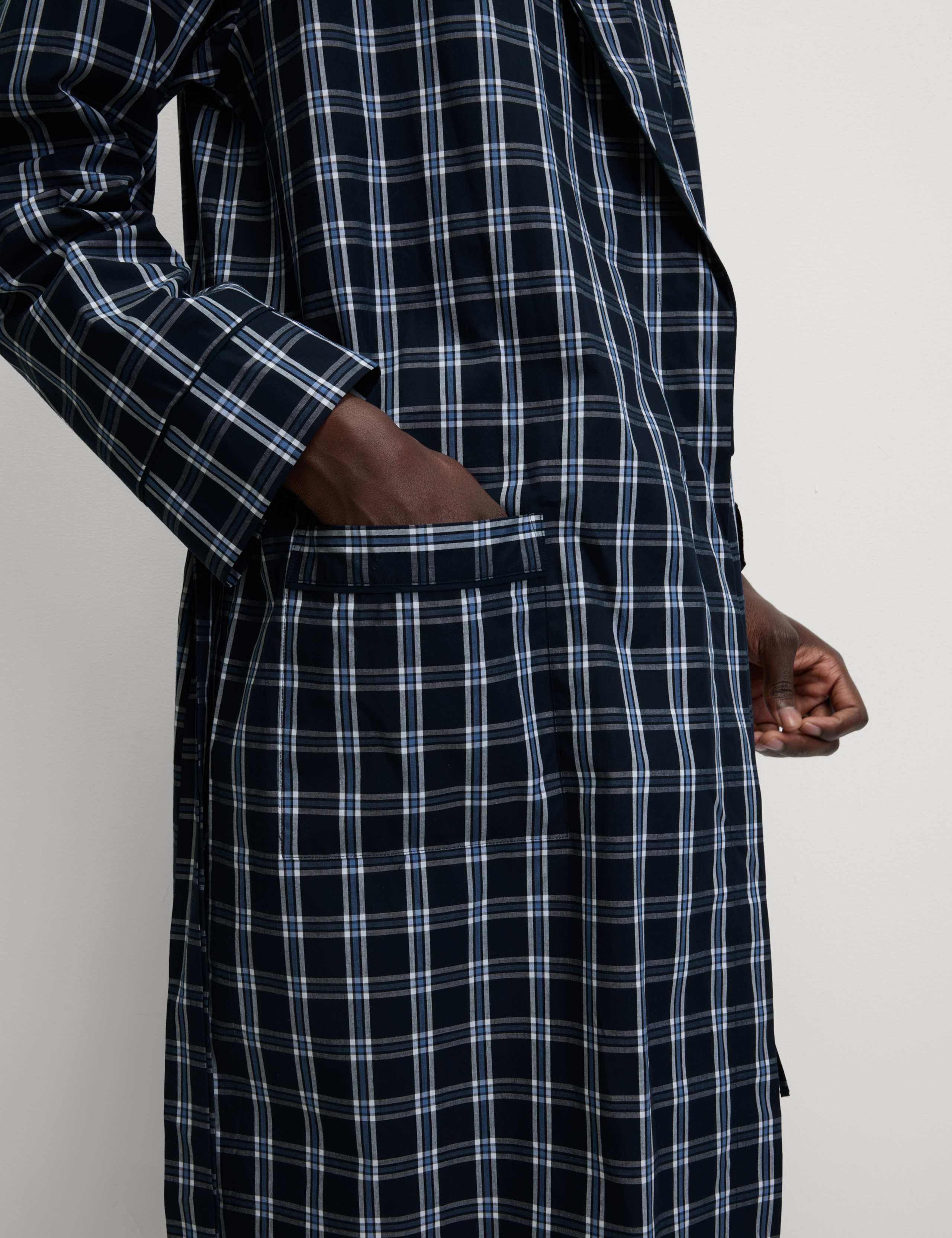 Pure Cotton Checked Dressing Gown 4 of 6
