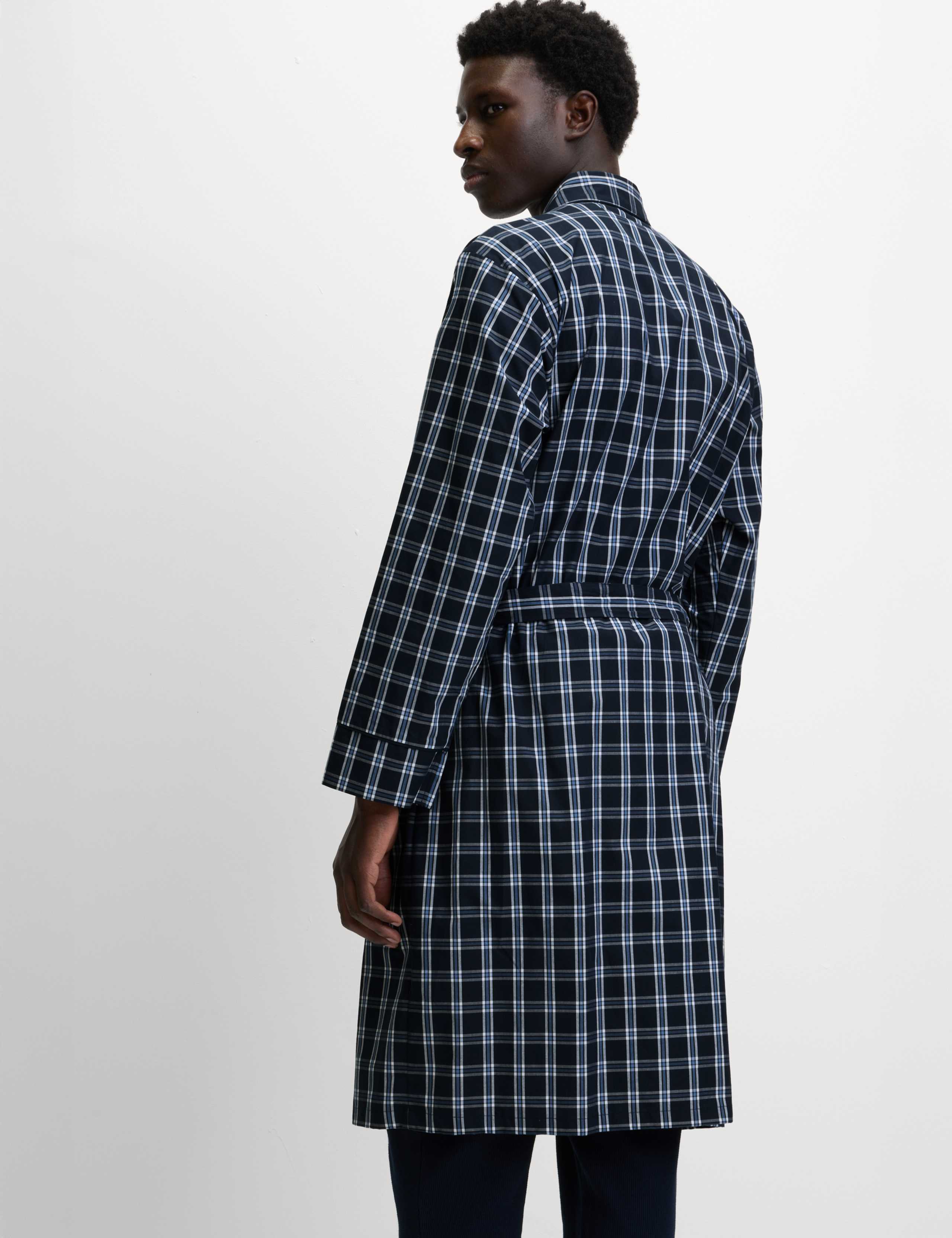 Pure Cotton Checked Dressing Gown 6 of 6
