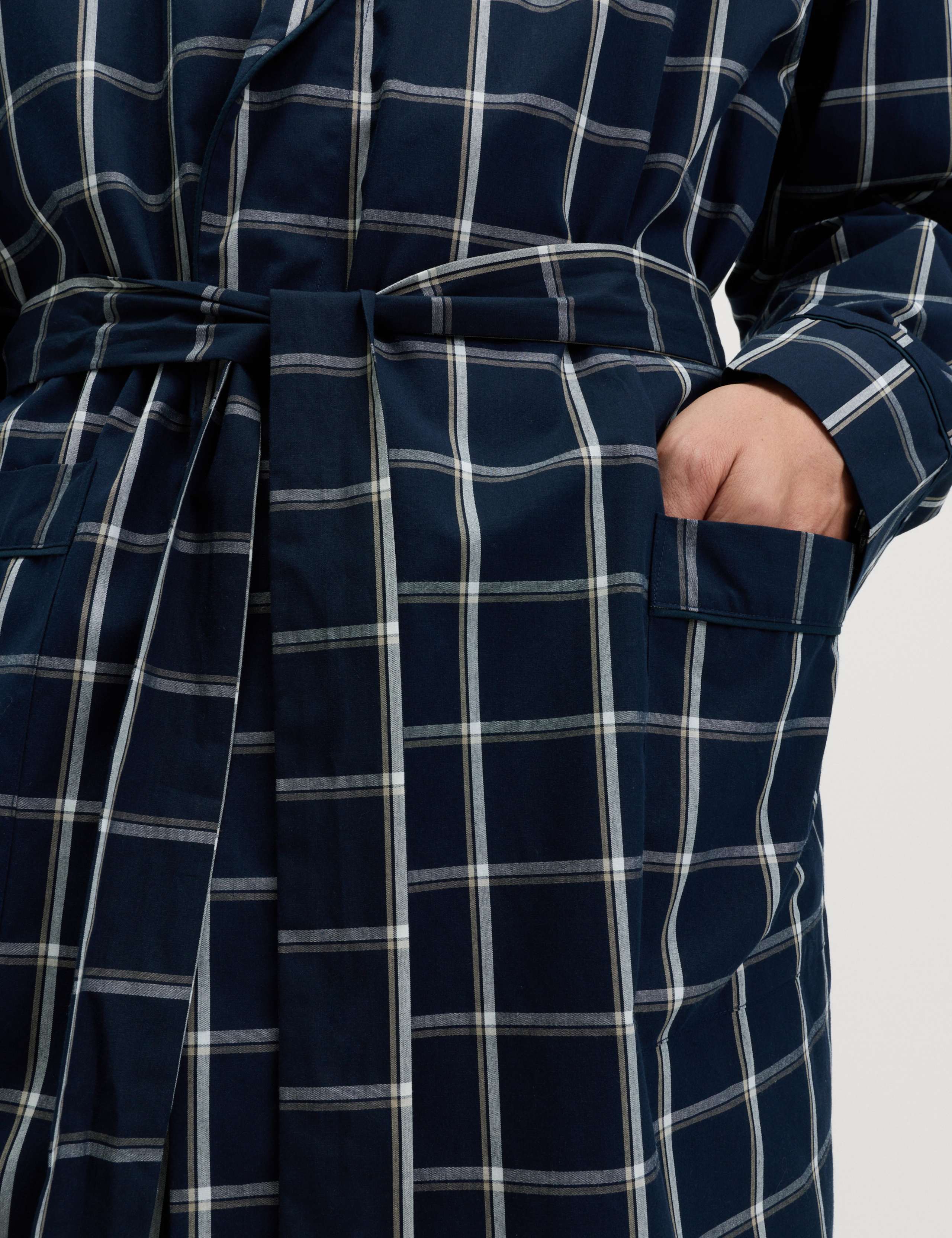Pure Cotton Checked Dressing Gown 5 of 7
