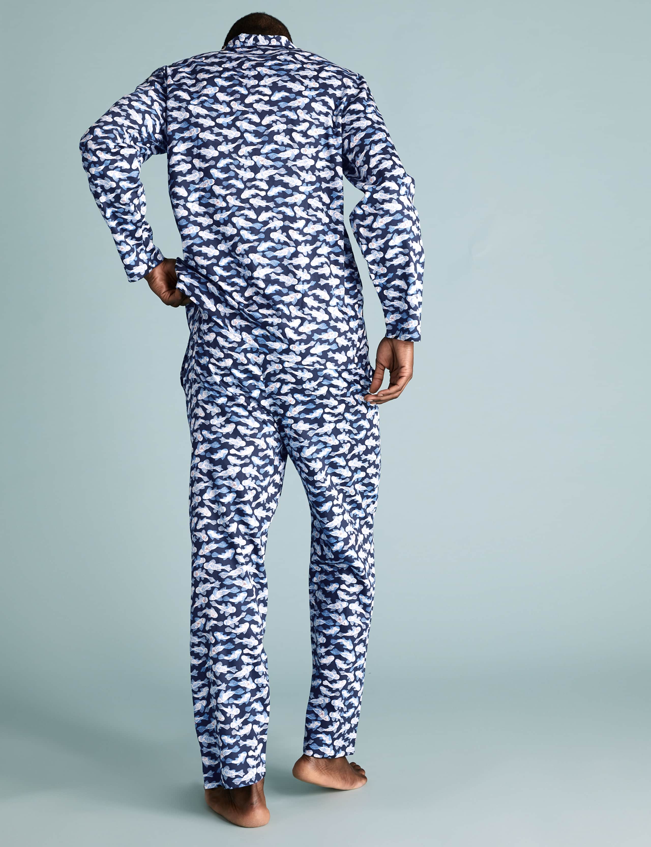 Pure Cotton Fish Print Pyjama Set 3 of 6