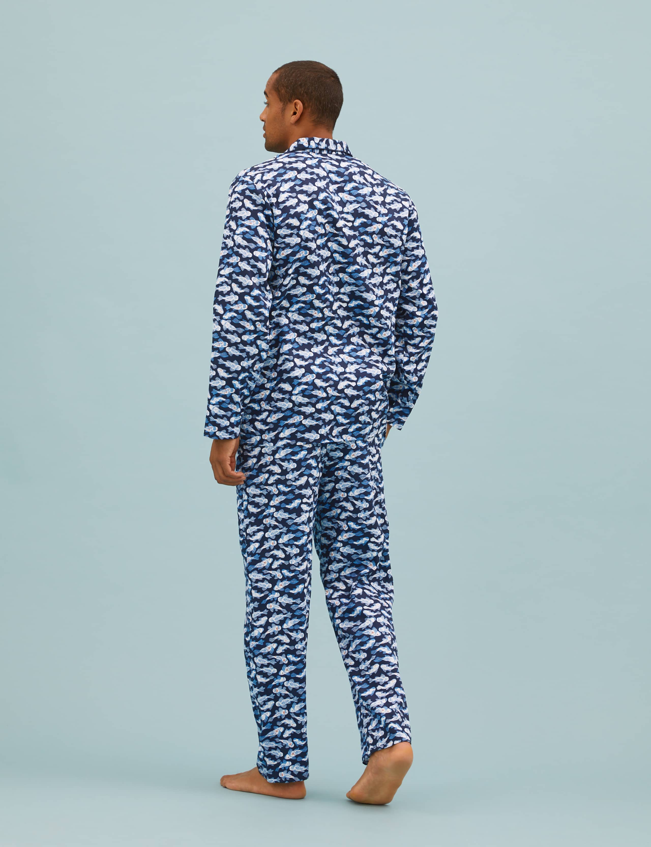 Pure Cotton Fish Print Pyjama Set 4 of 6