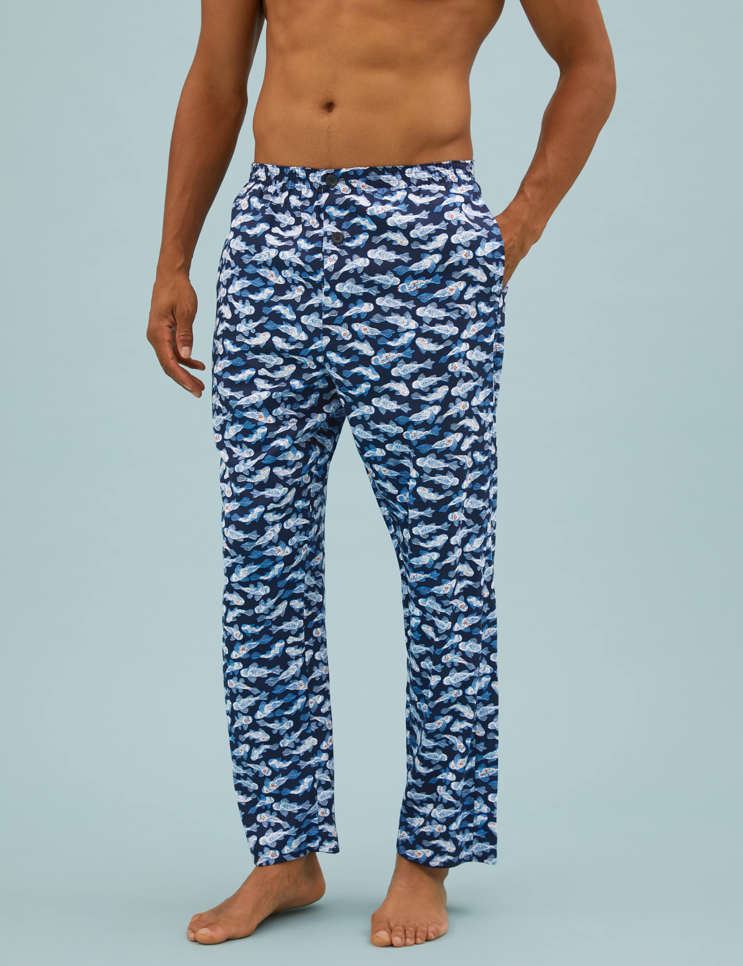 Pure Cotton Fish Print Pyjama Set 5 of 6