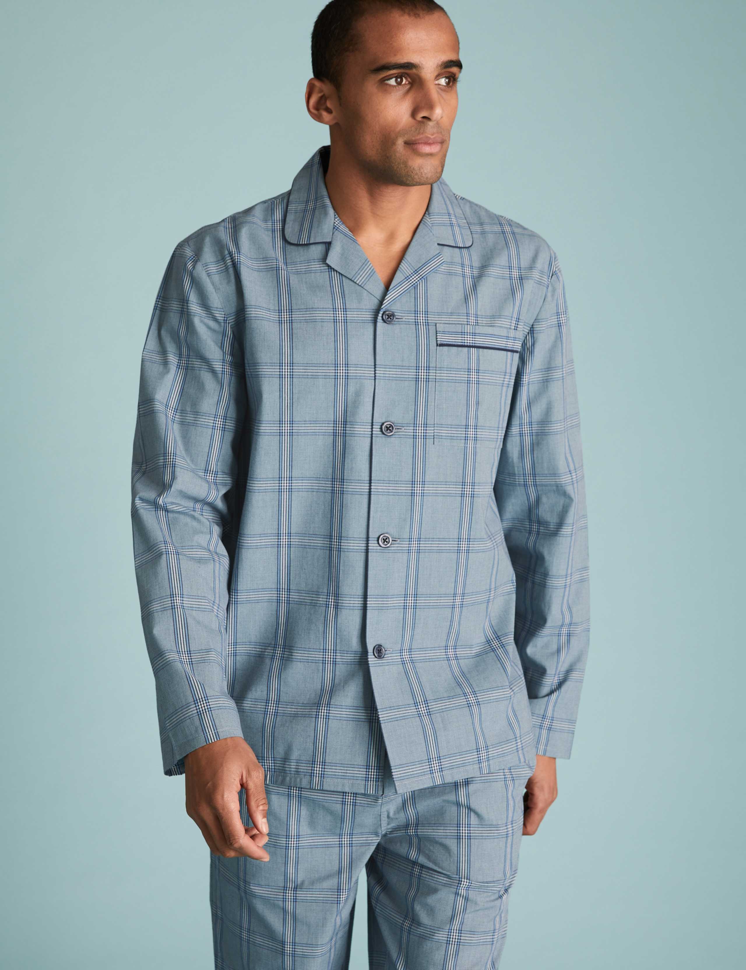 Pure Cotton Checked Pyjama Set 3 of 5
