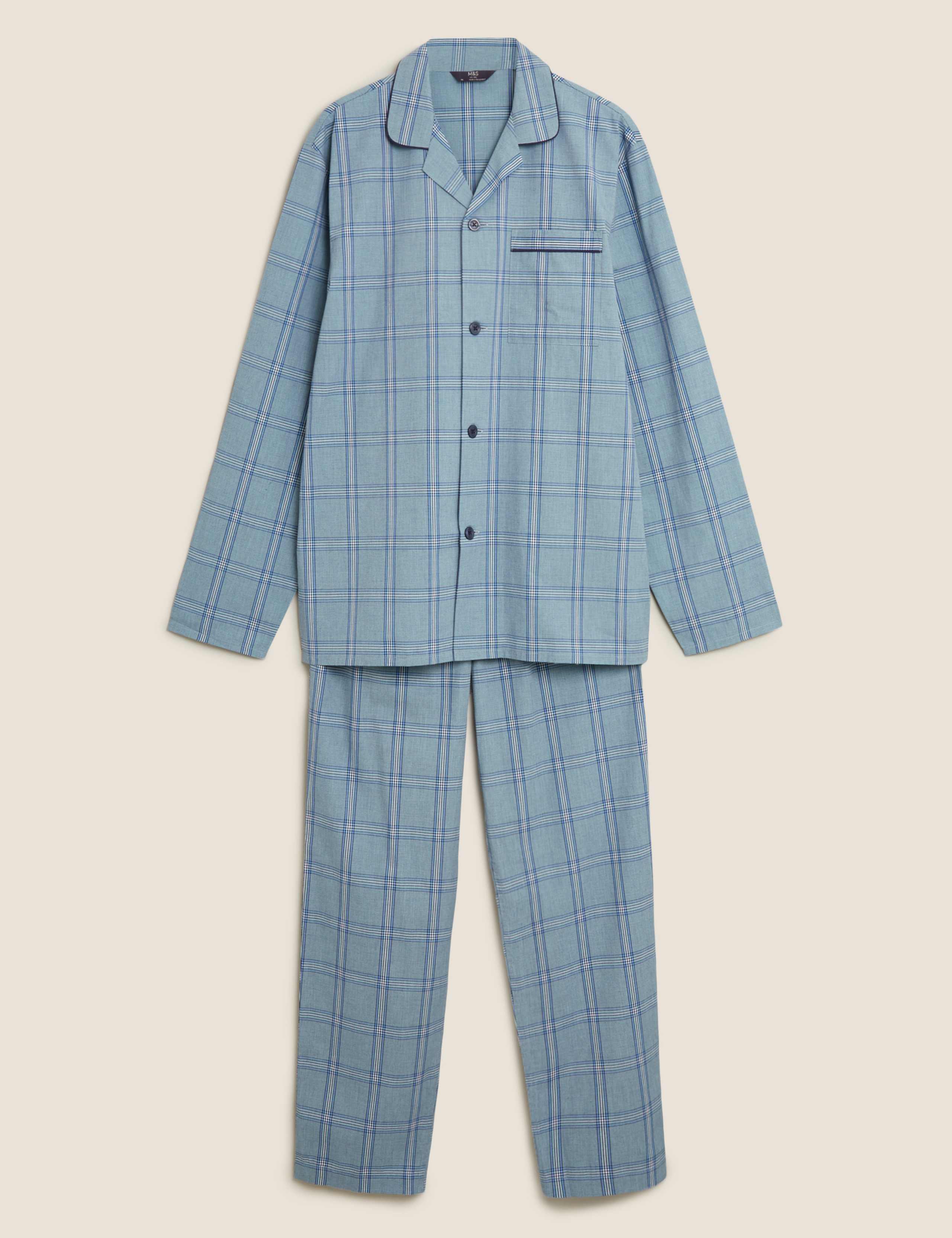 Pure Cotton Checked Pyjama Set 2 of 5