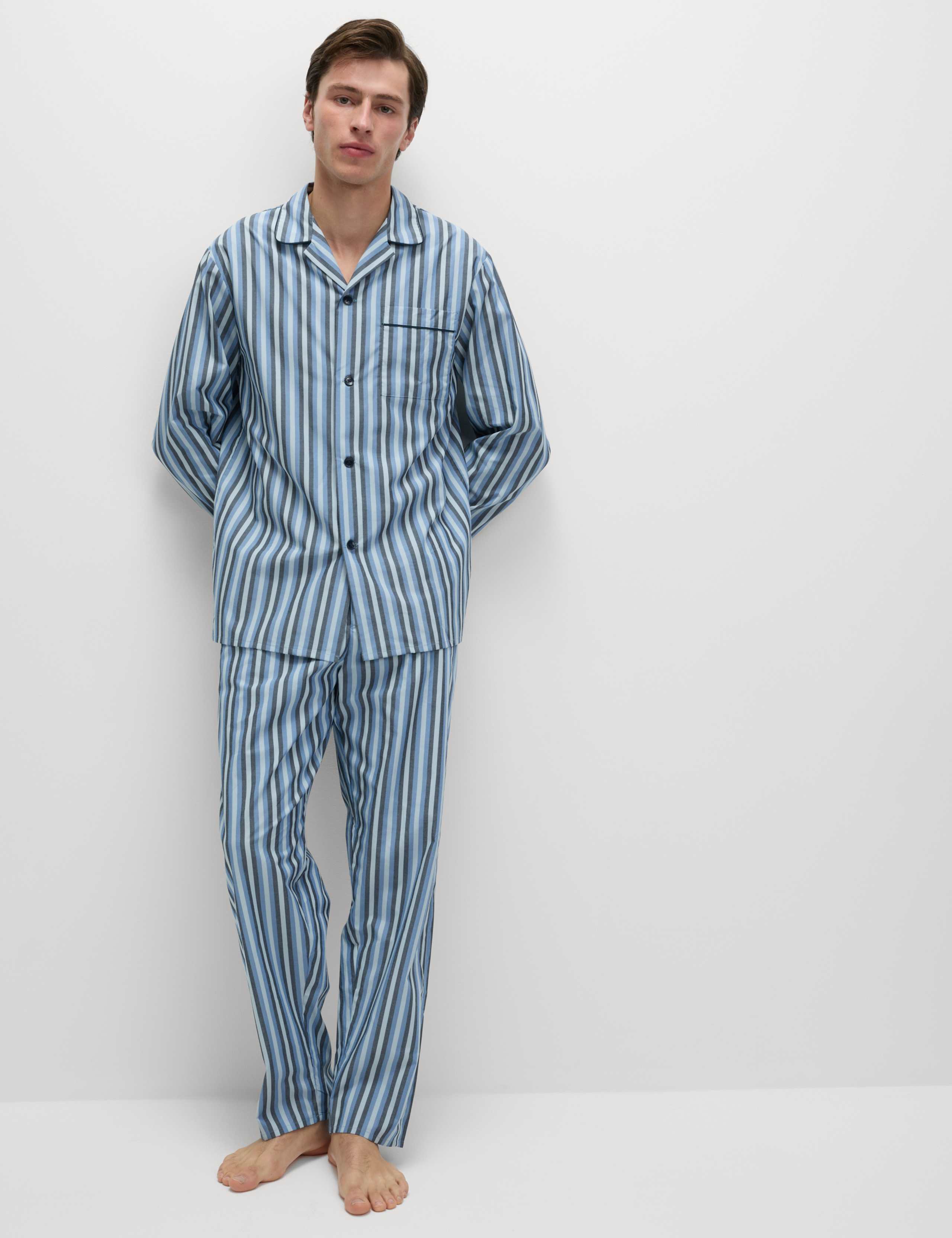 Pure Cotton Striped Pyjama Set 3 of 7
