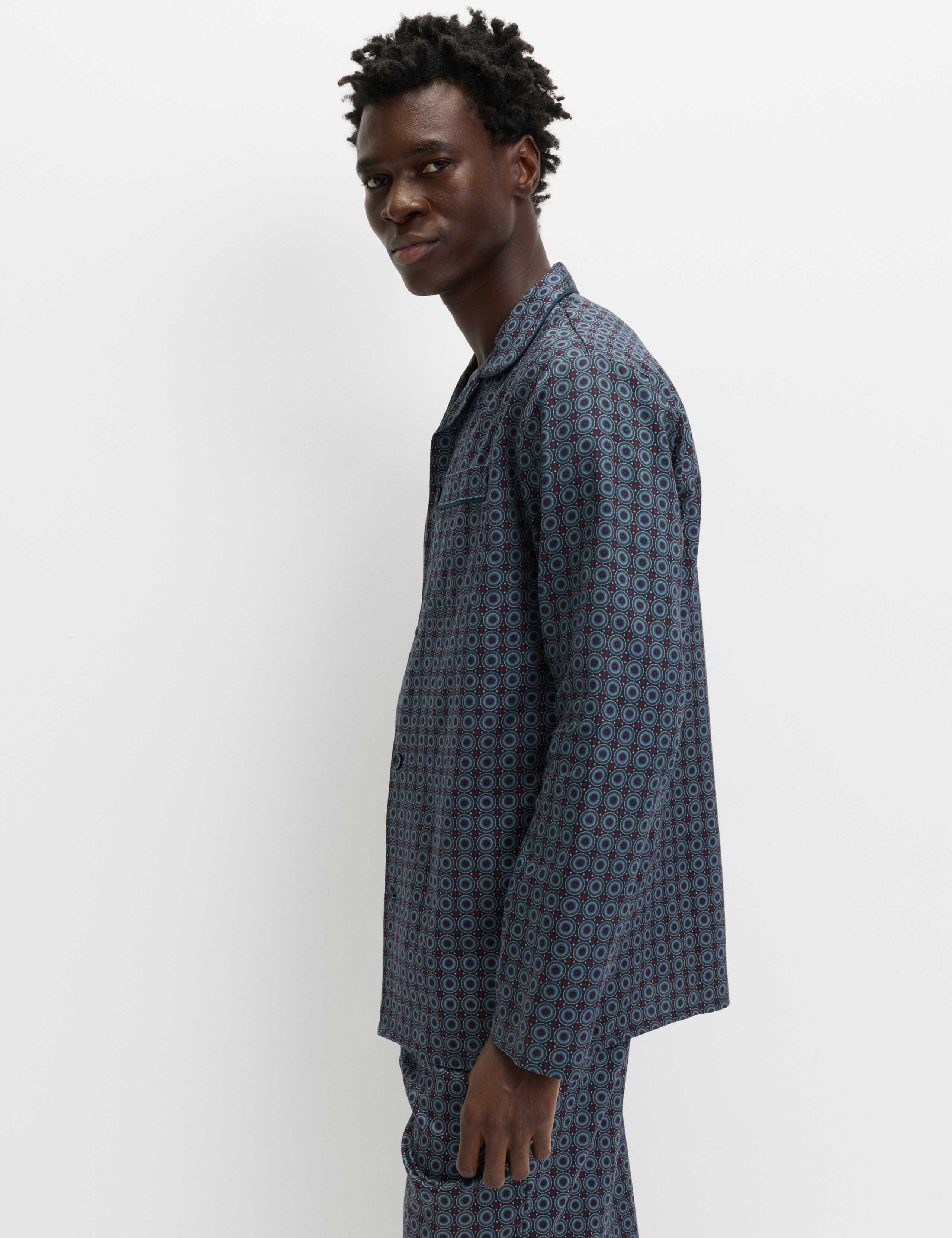 Pure Cotton Mosaic Print Pyjama Set 1 of 7