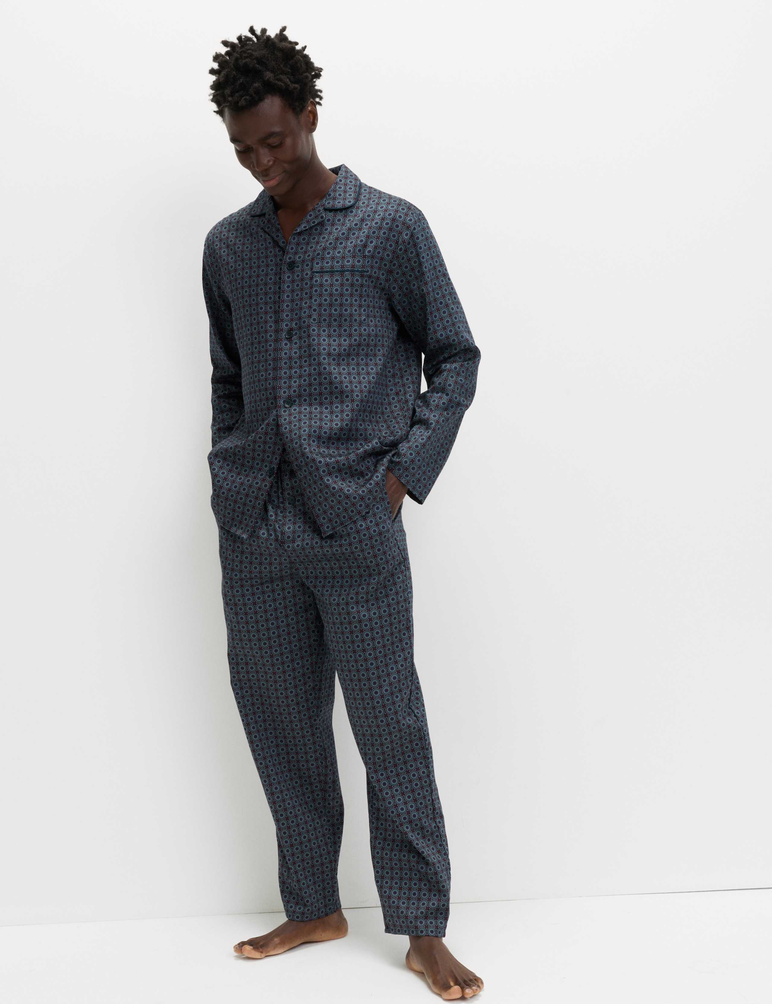 Pure Cotton Mosaic Print Pyjama Set 3 of 7