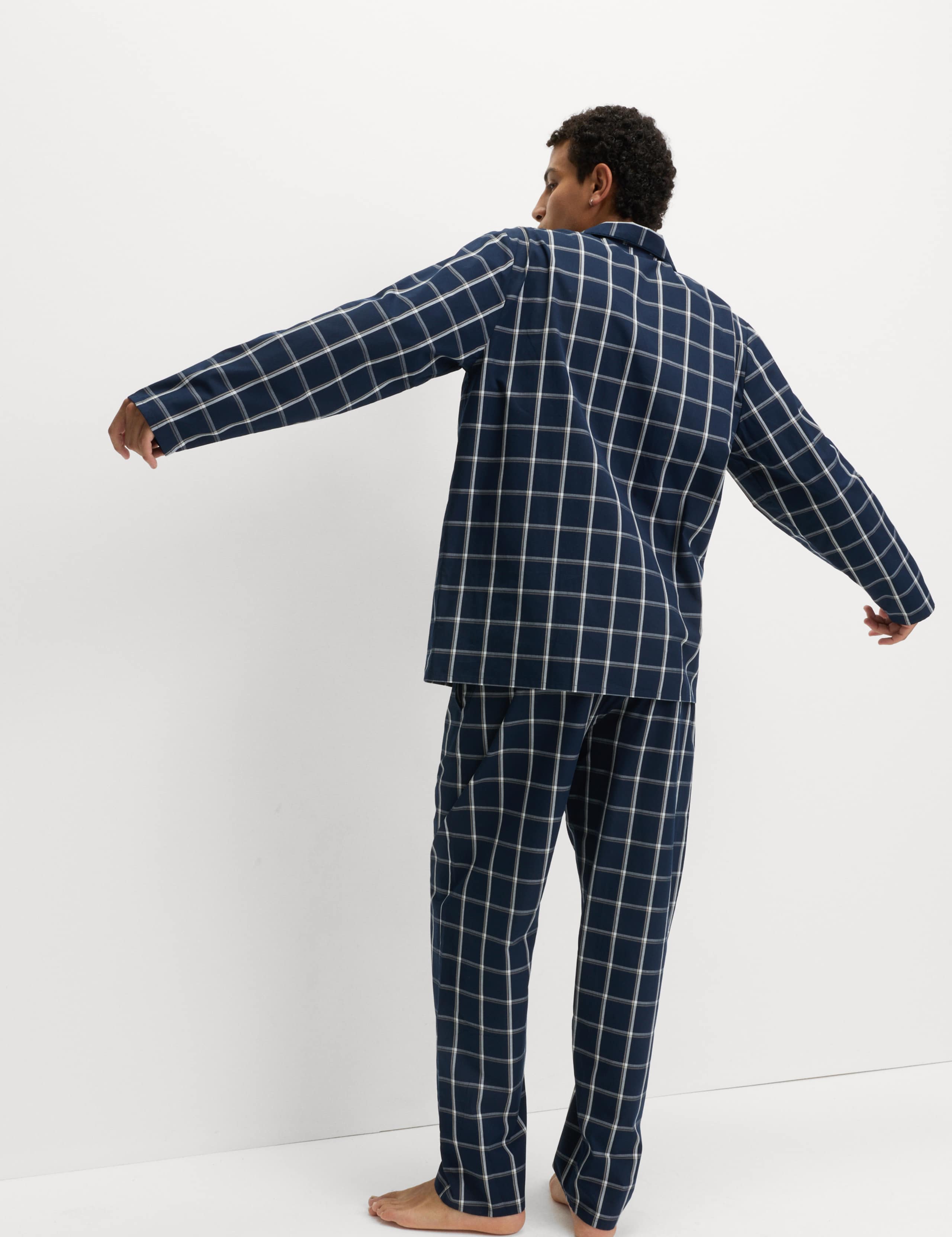 Pure Cotton Checked Pyjama Set 3 of 6