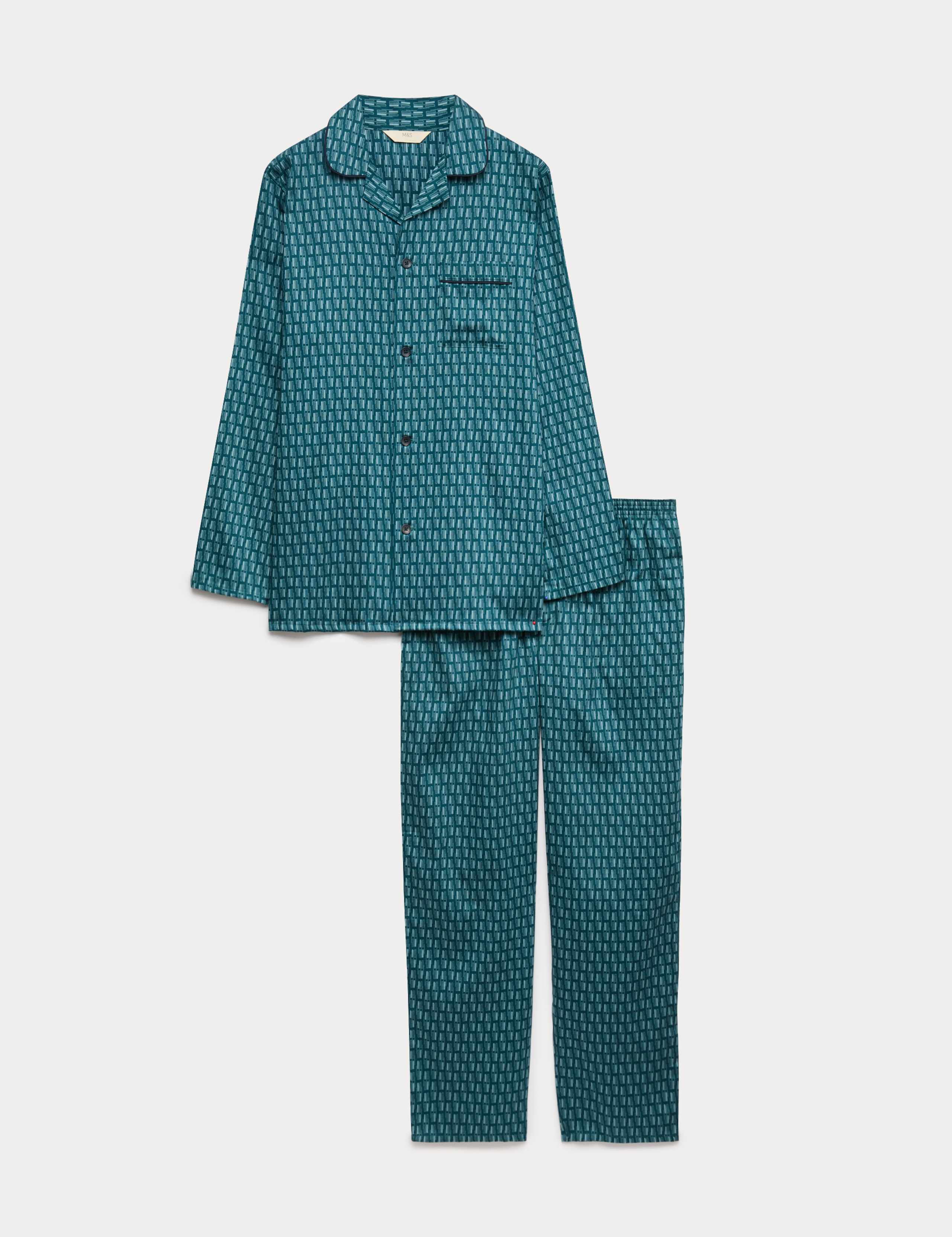Pure Cotton Geometric Print Pyjama Set 1 of 1
