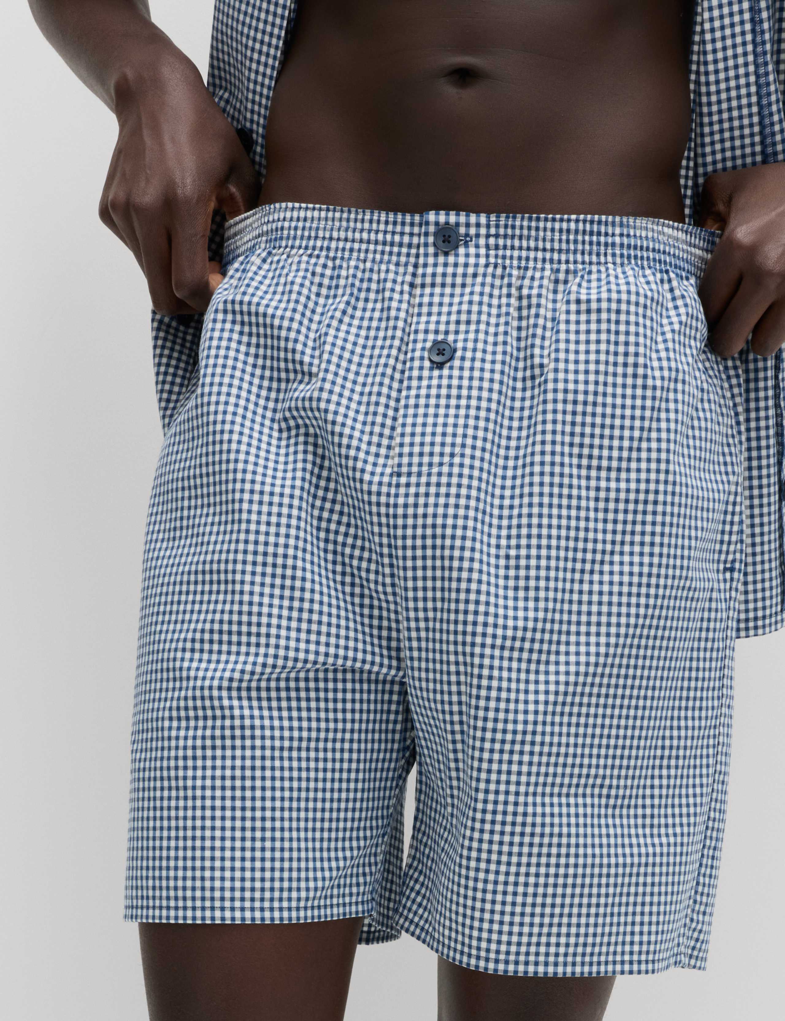 Pure Cotton Gingham Pyjama Set 3 of 5