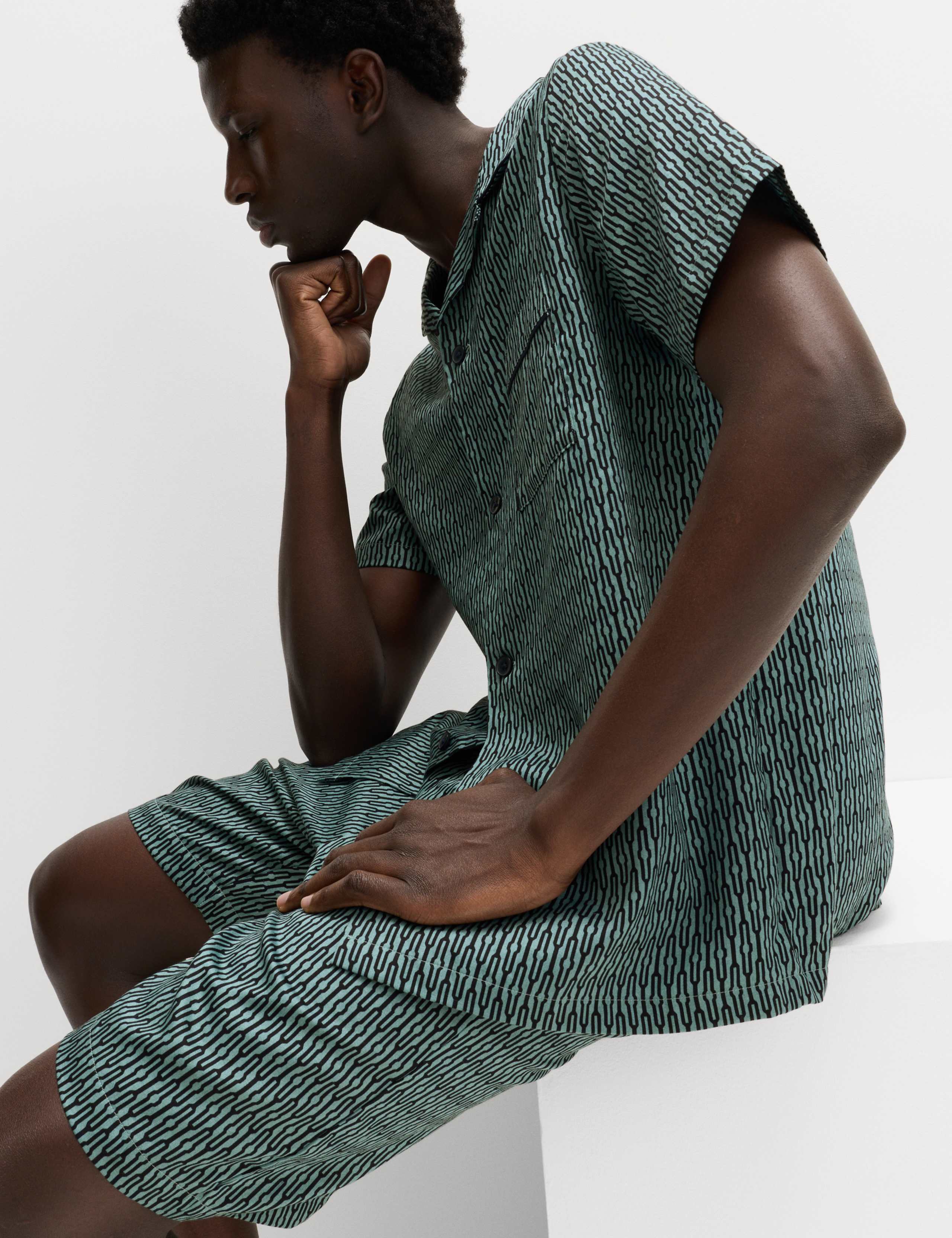 Pure Cotton Geometric Print Pyjama Set 6 of 6