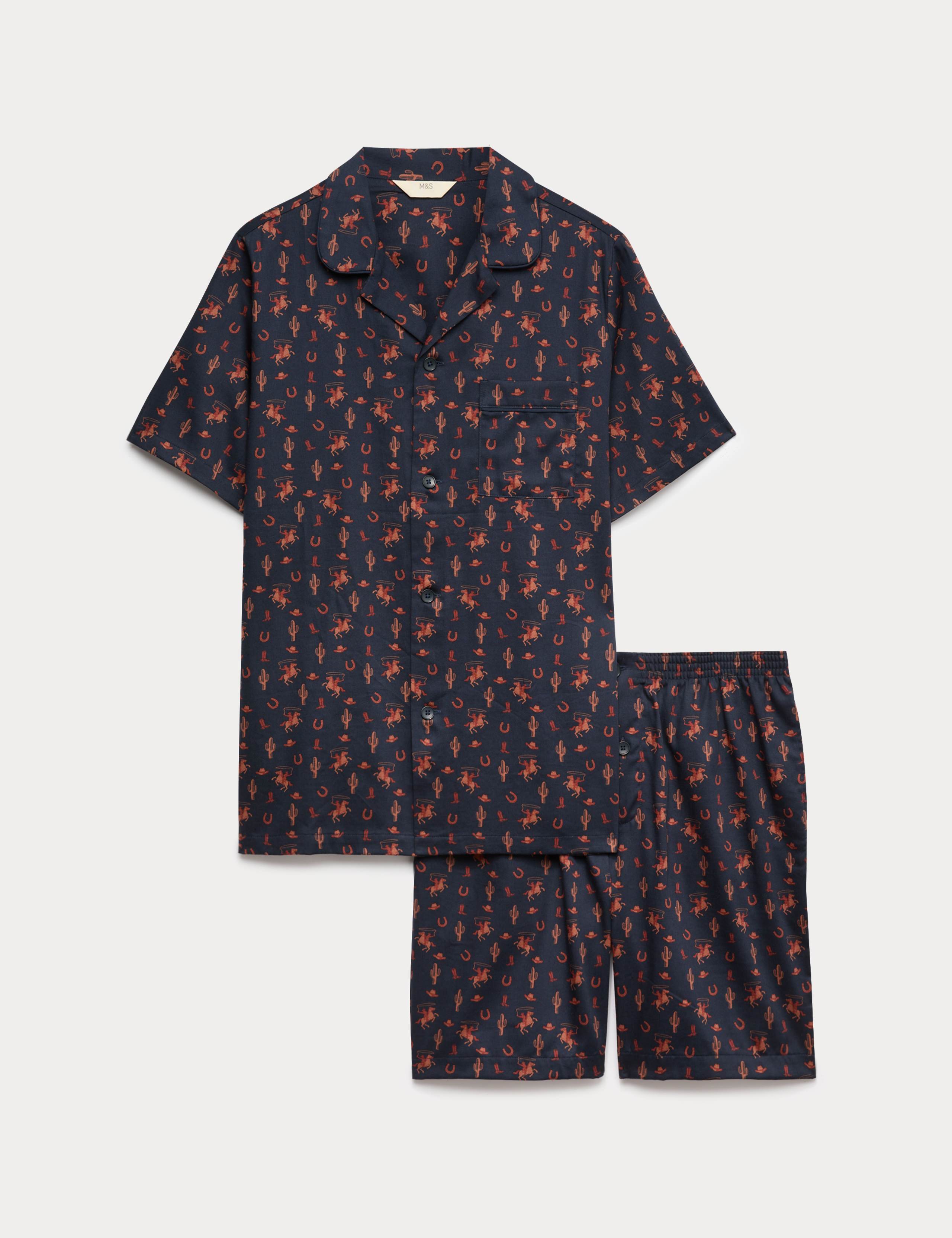 Pure Cotton Cowboy Print Pyjama Set 2 of 6