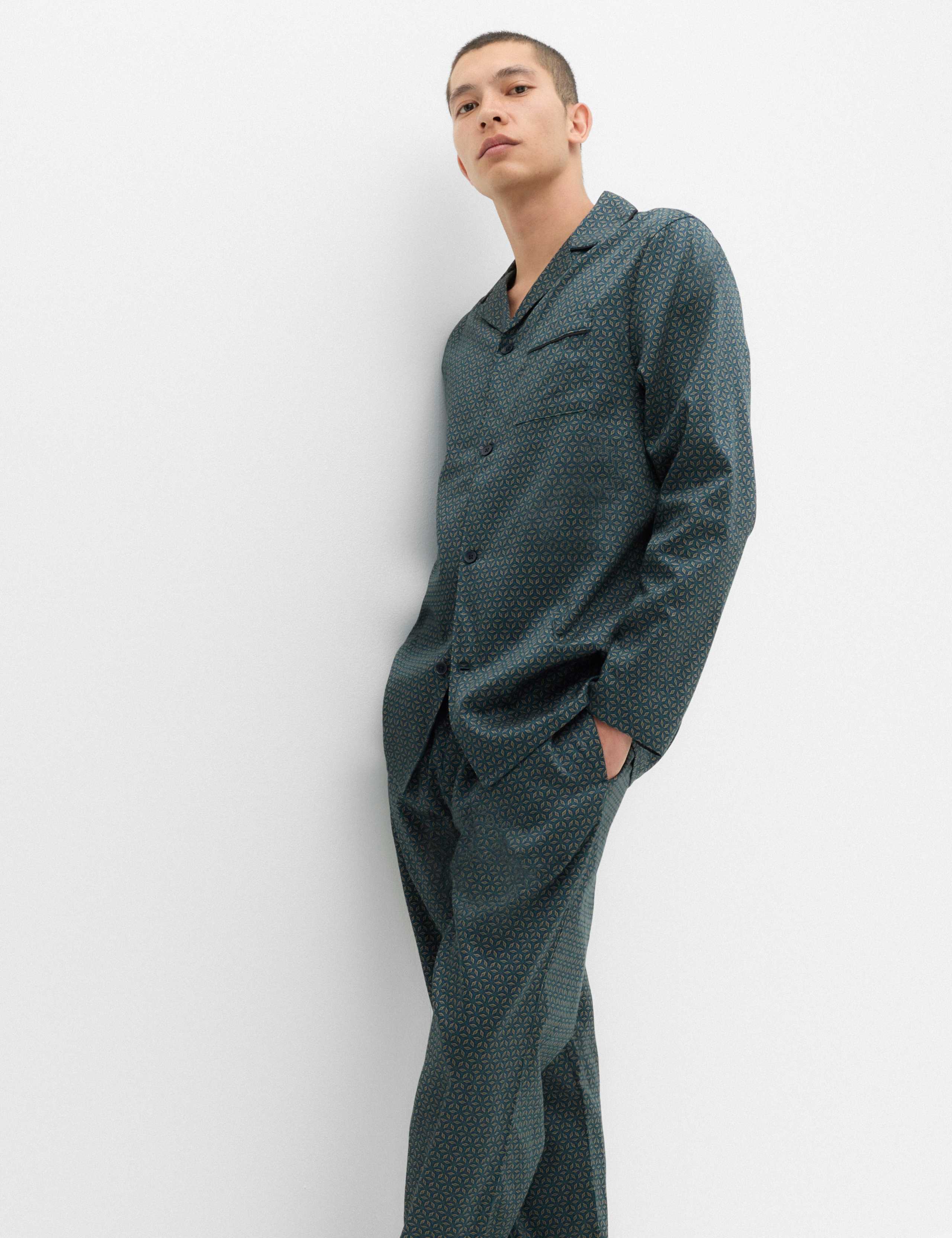 Pure Cotton Mosaic Print Pyjama Set 1 of 6