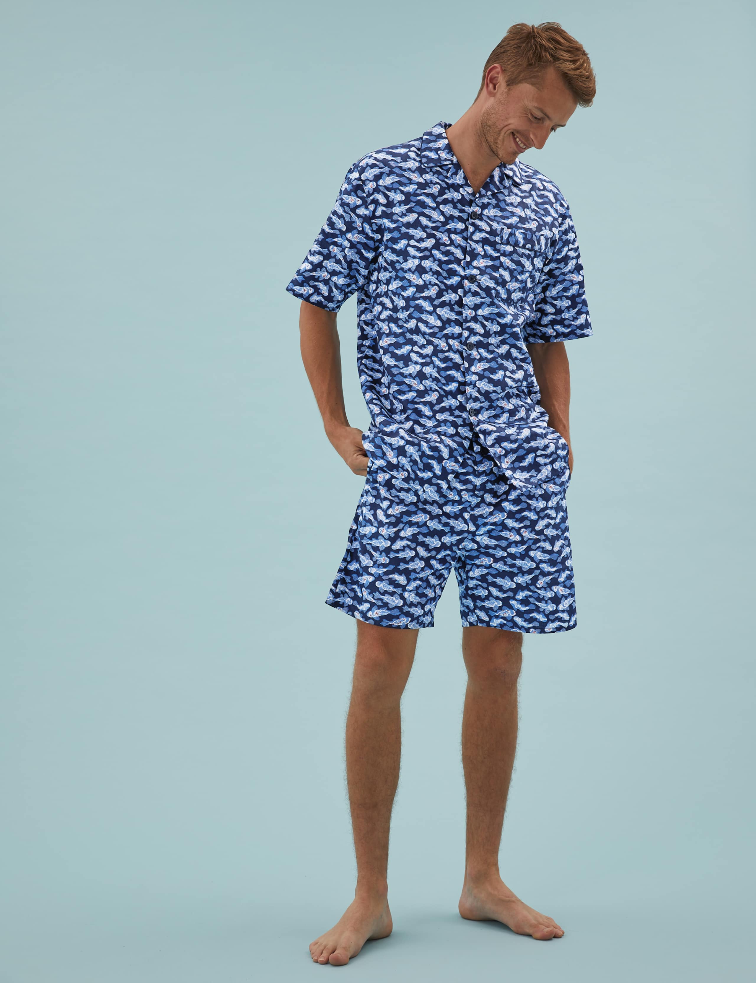 Pure Cotton Fish Print Pyjama 1 of 4