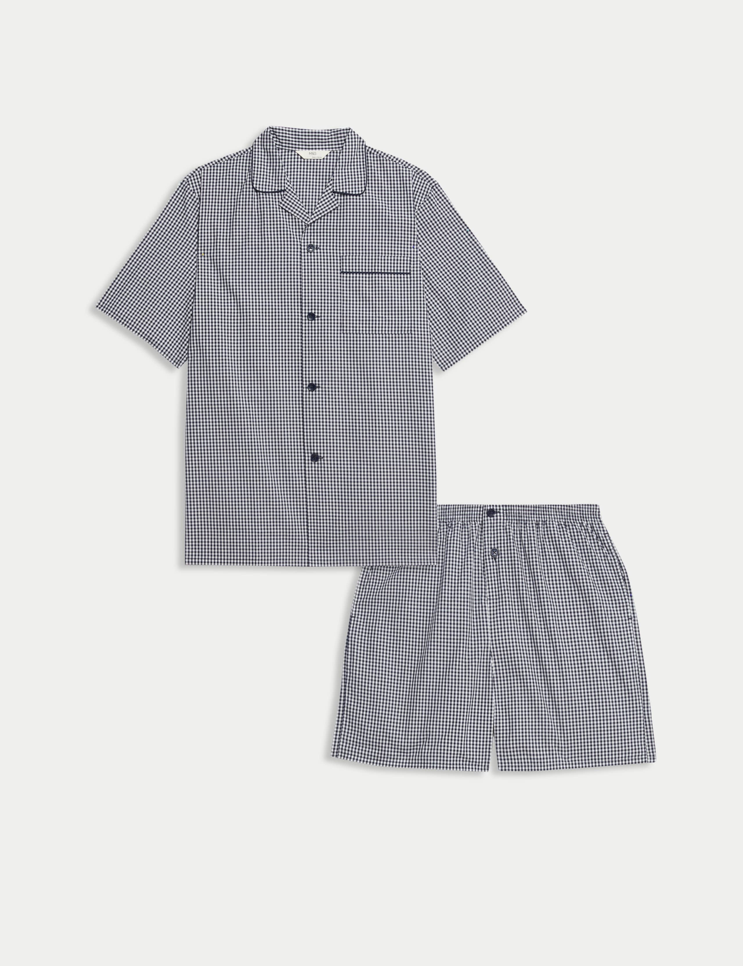 Pure Cotton Checked Pyjama Set 2 of 6