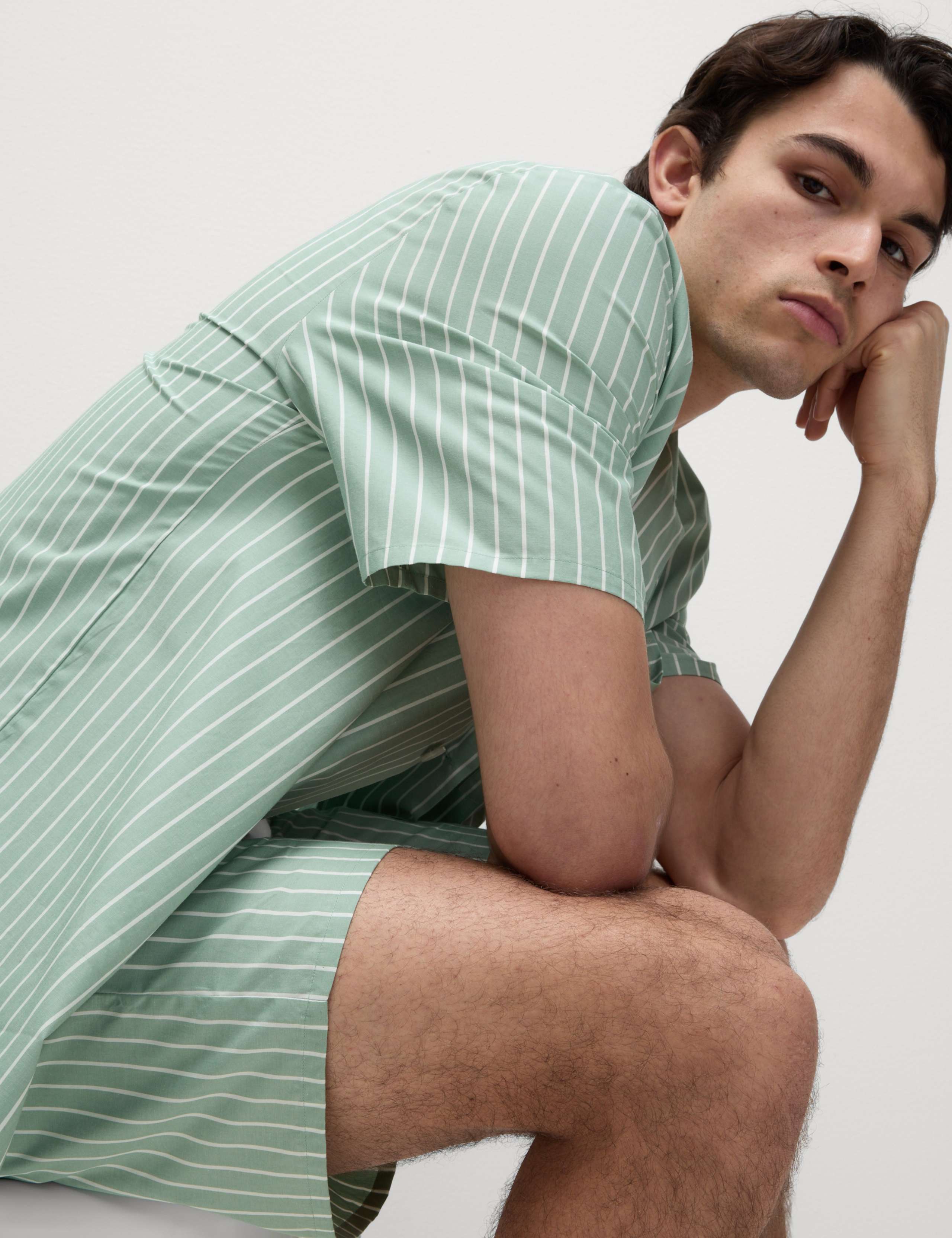 Pure Cotton Striped Pyjama Set 3 of 5