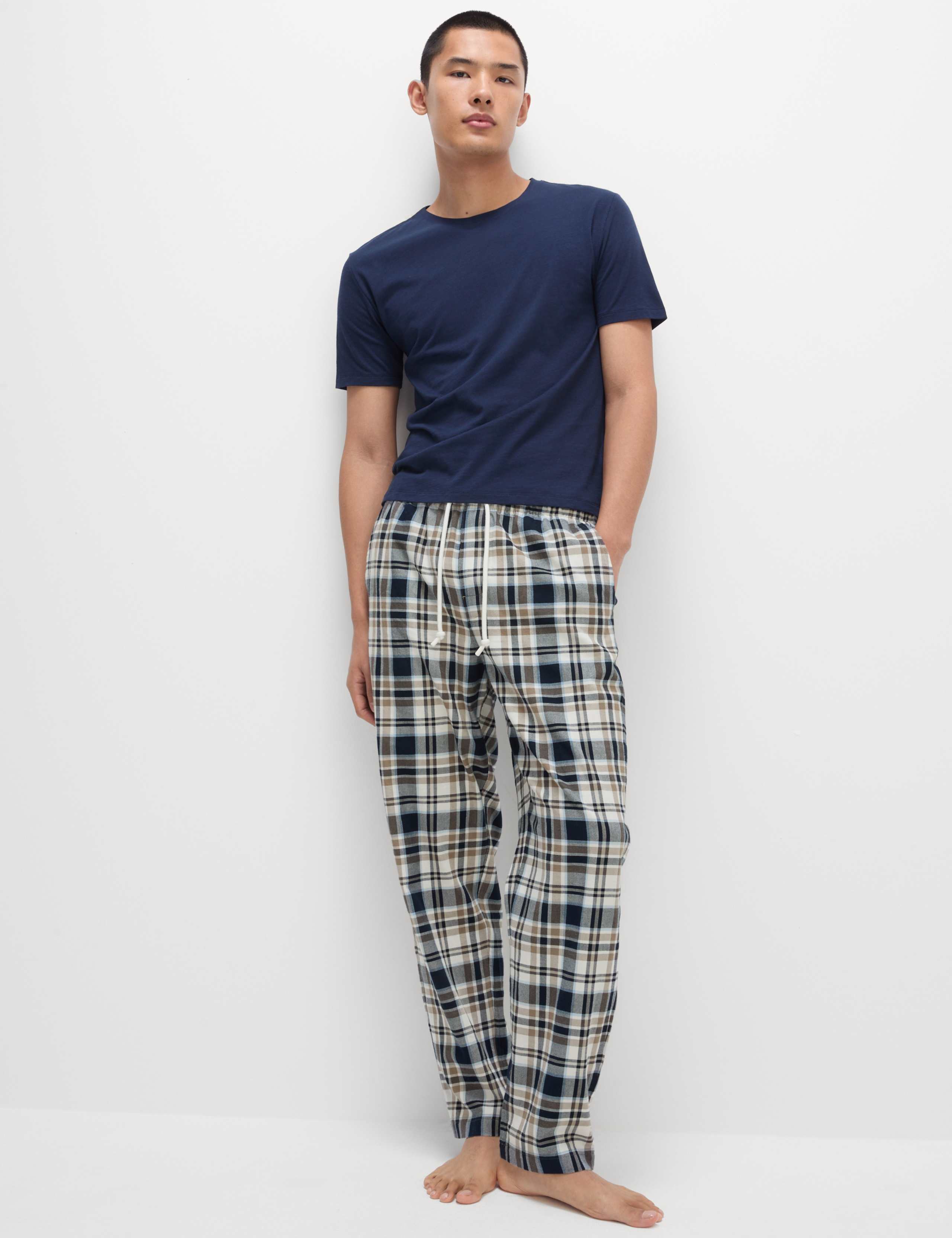 Pure Cotton Checked Loungewear Bottoms 4 of 5