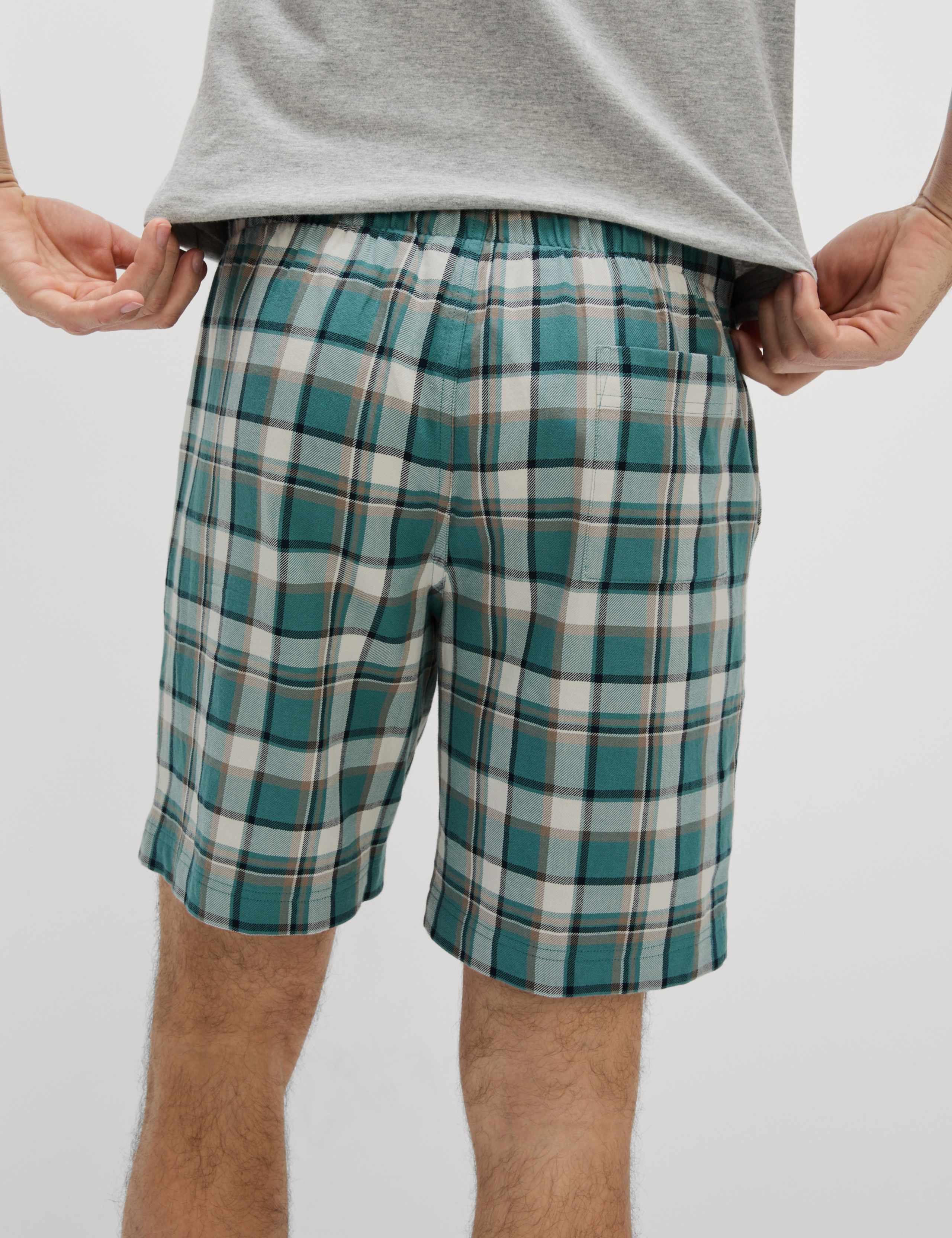Pure Cotton Checked Loungewear Shorts 4 of 4