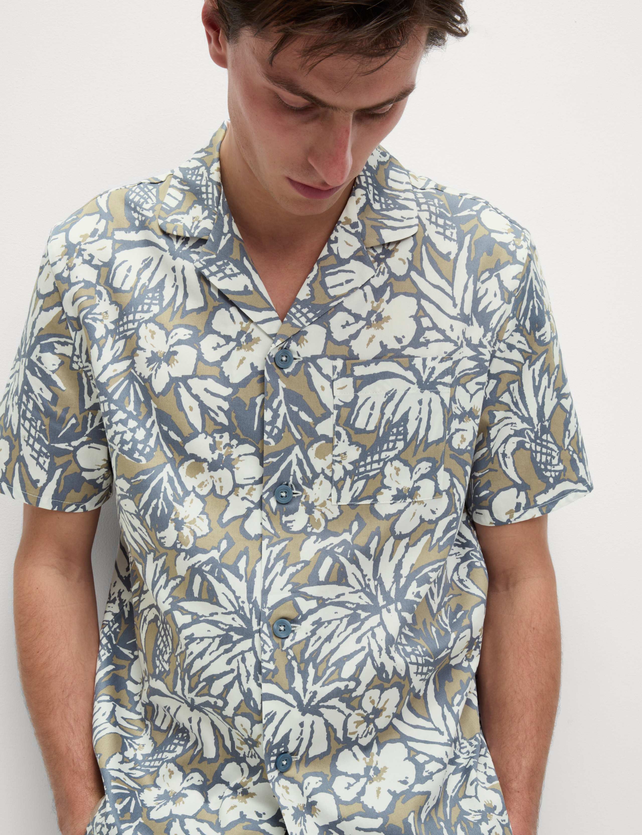Pure Cotton Tropical Print Pyjama Set 4 of 5