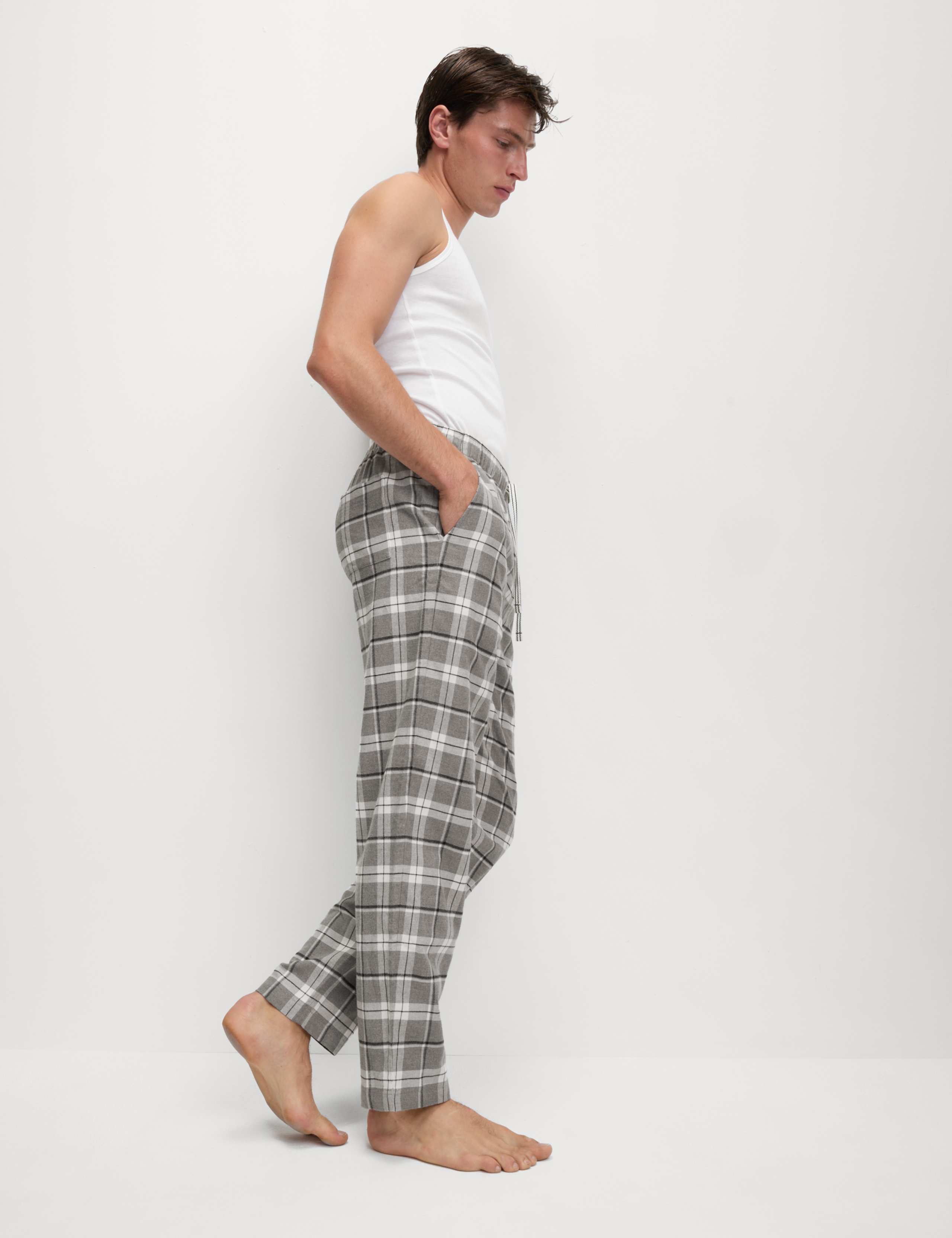 Pure Cotton Checked Loungewear Bottoms 4 of 6