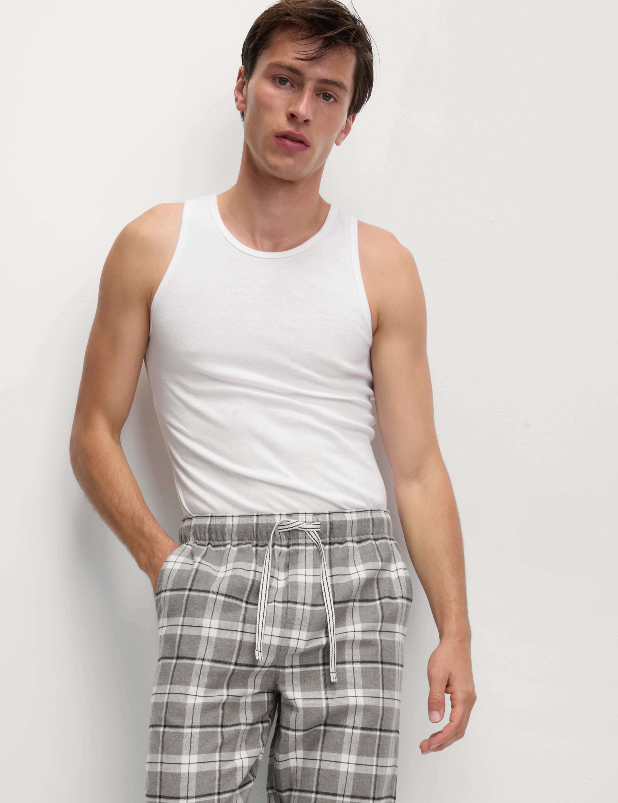 Pure Cotton Checked Loungewear Bottoms 5 of 6