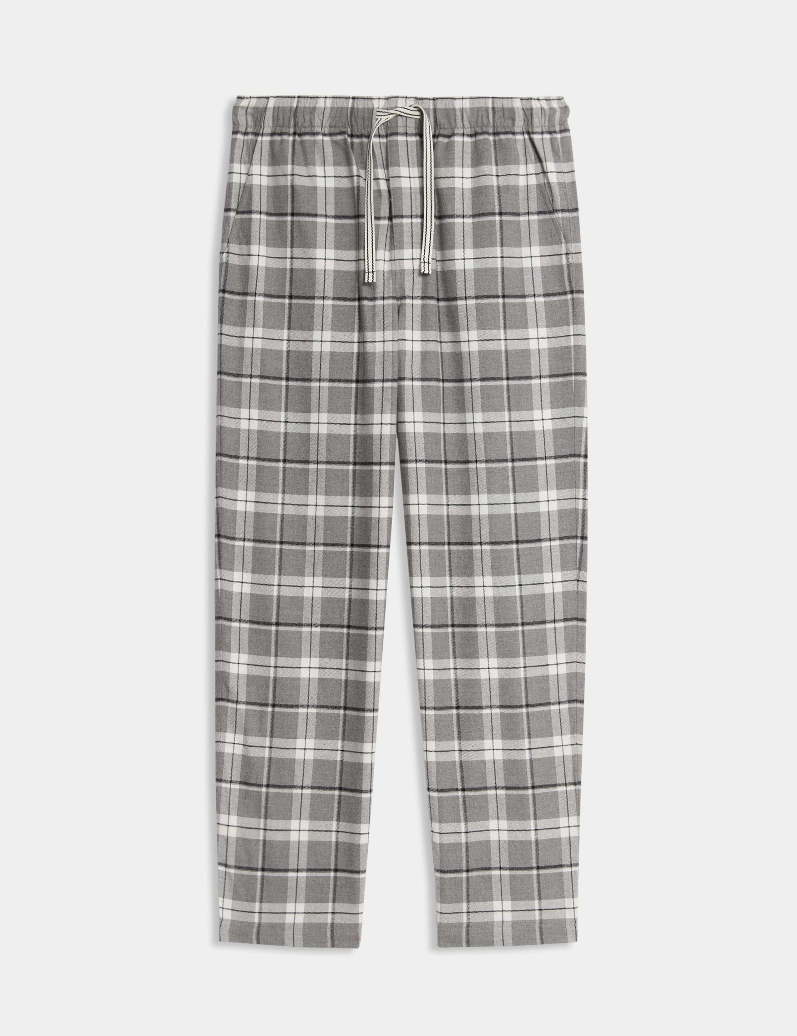 Pure Cotton Checked Loungewear Bottoms 2 of 6