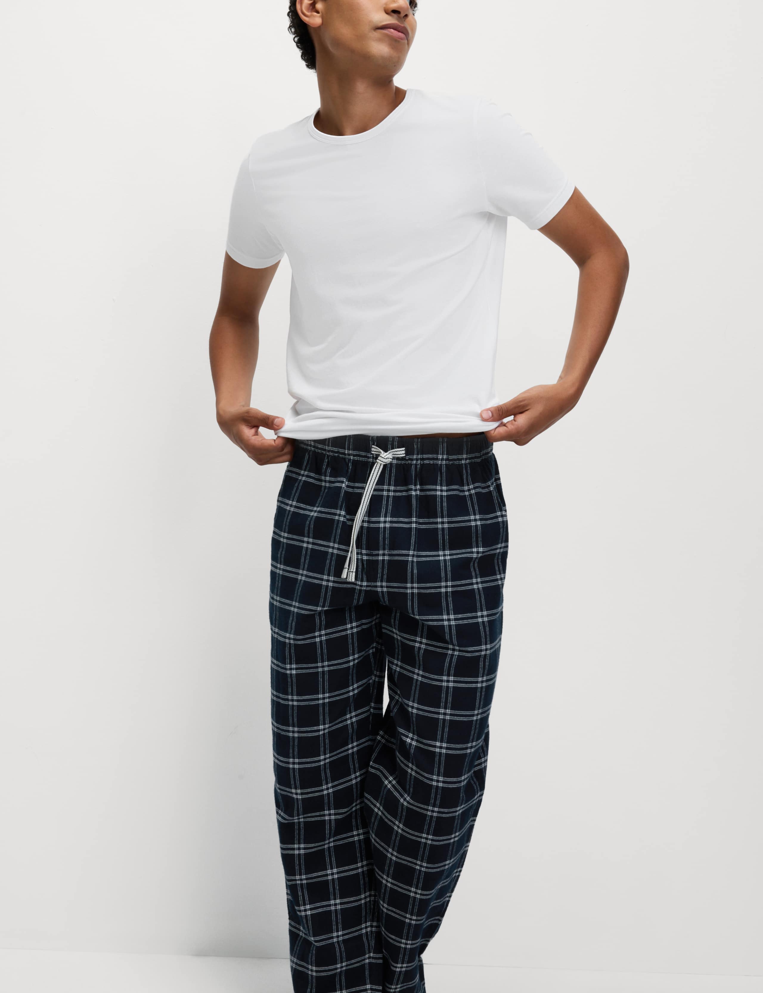 Pure Cotton Checked Pyjama Bottoms 3 of 5