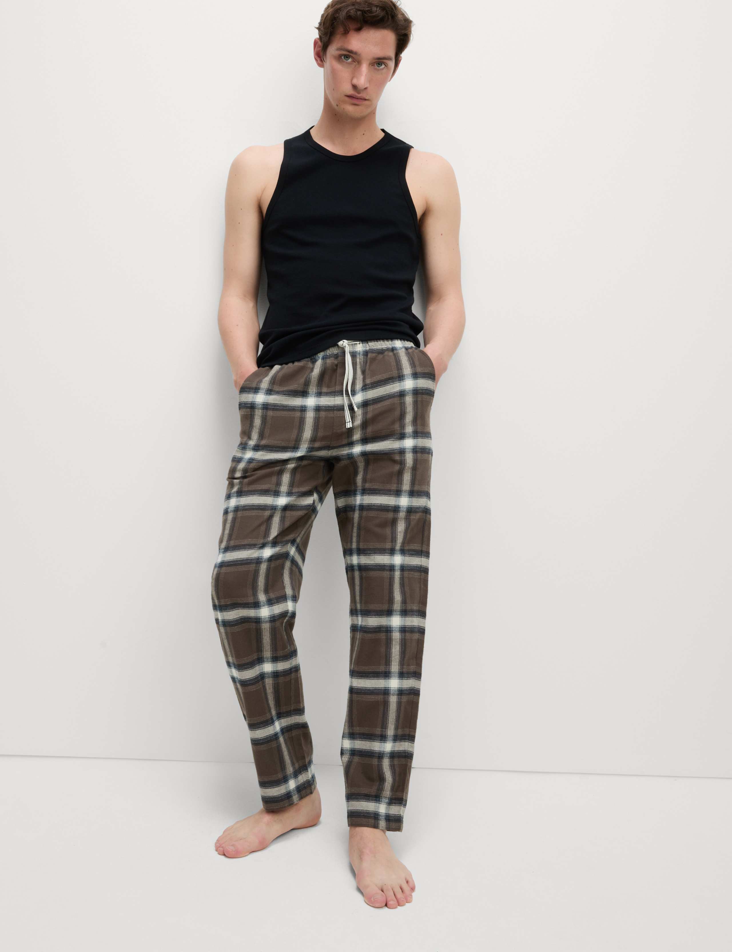 Pure Cotton Checked Pyjama Bottoms 3 of 5