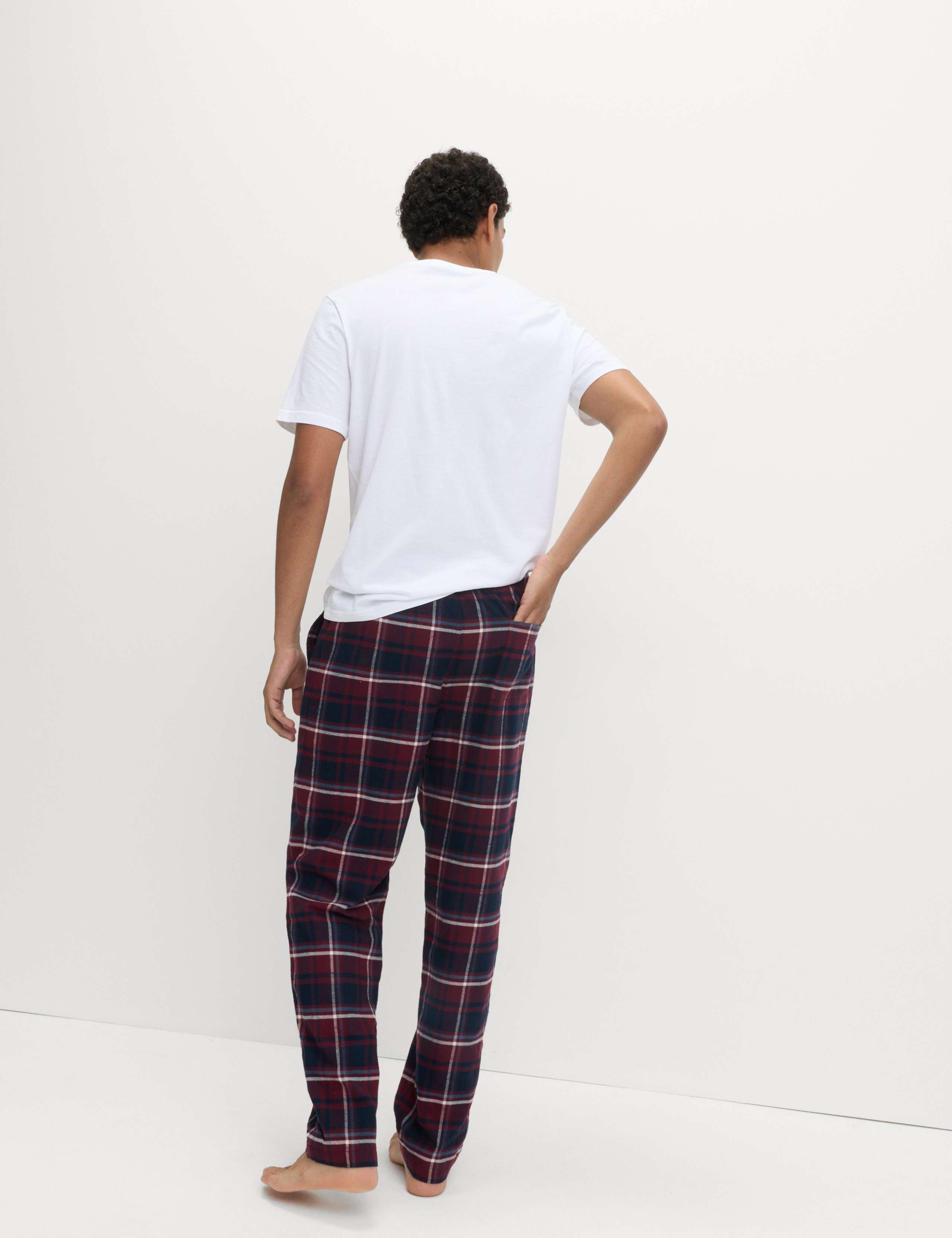 Pure Cotton Checked Loungewear Bottoms 4 of 5