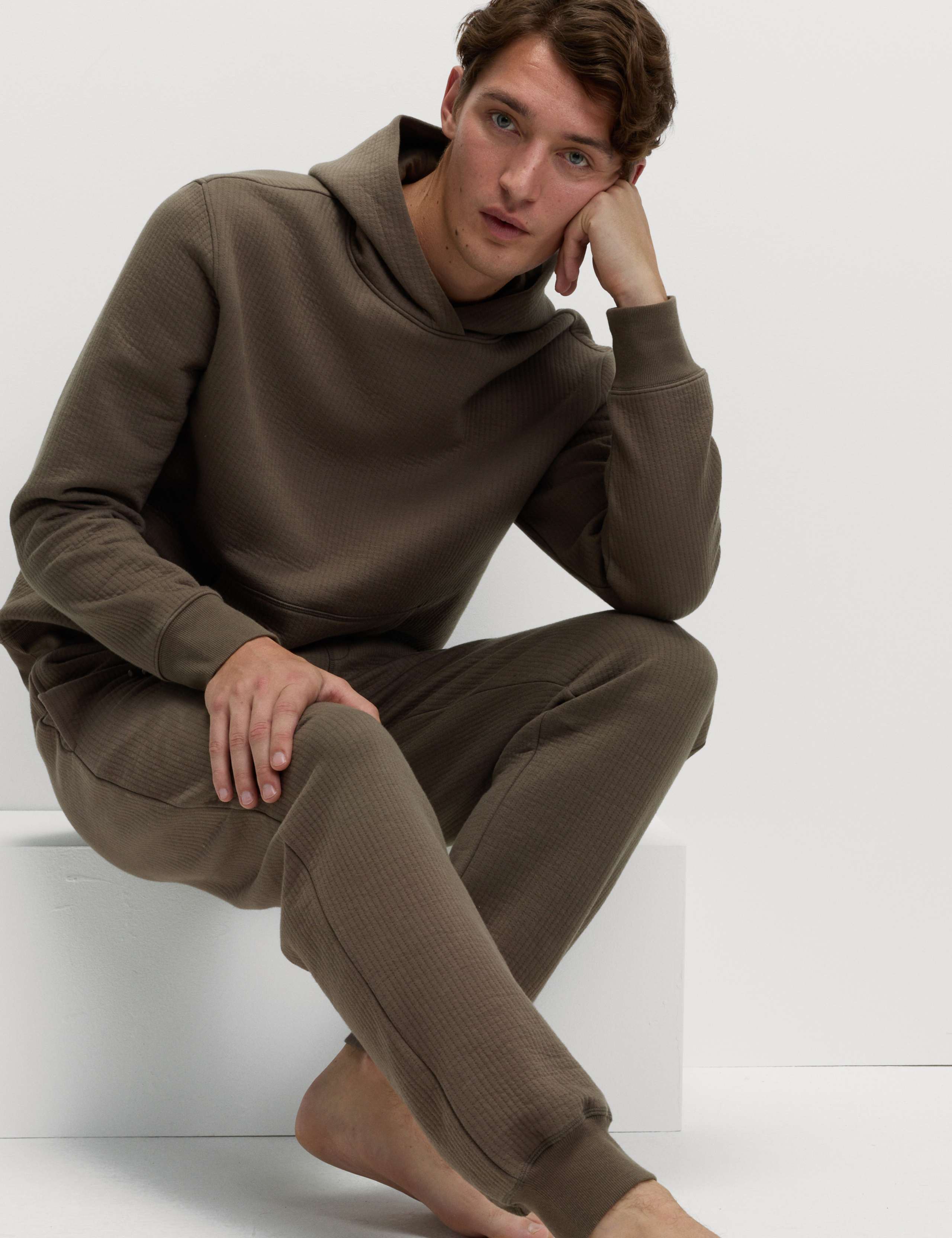 Cotton Rich Quilted Ribbed Joggers 1 of 4