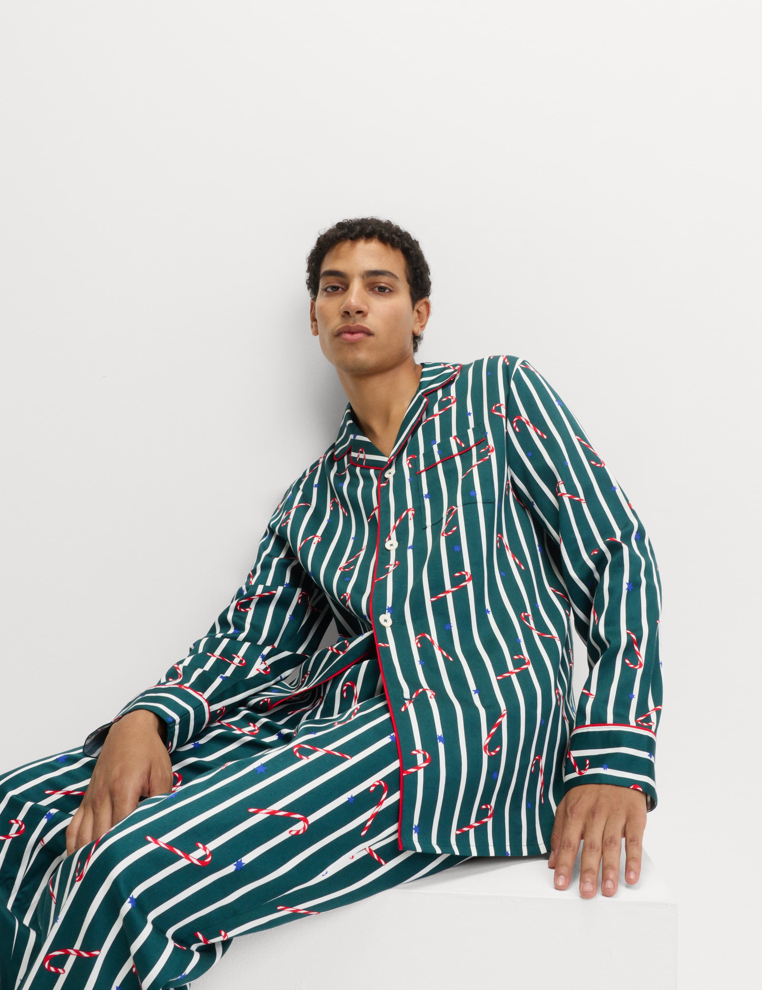 Pure Cotton Candy Cane Family Christmas Pyjama Set 1 of 6