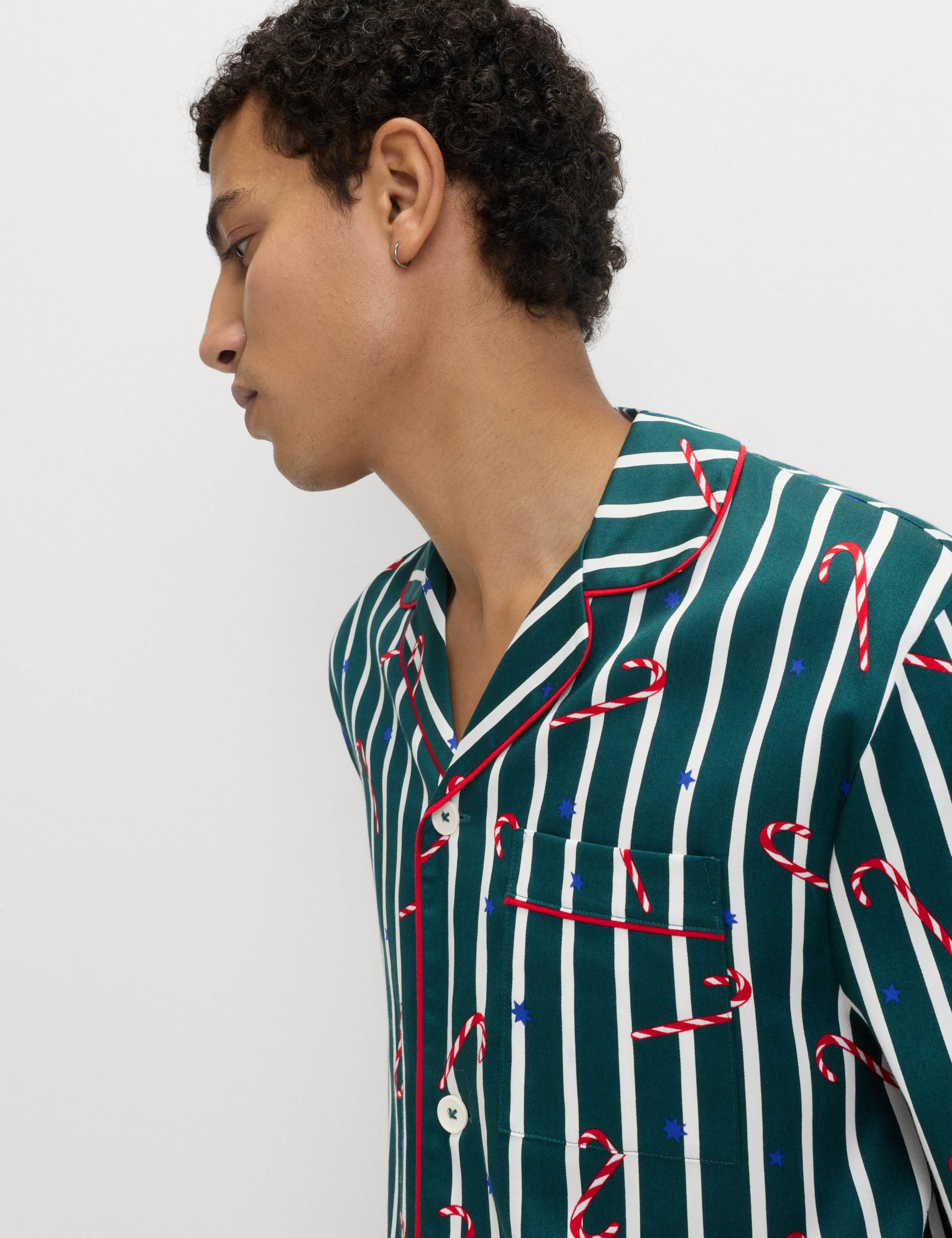 Pure Cotton Candy Cane Family Christmas Pyjama Set 3 of 6