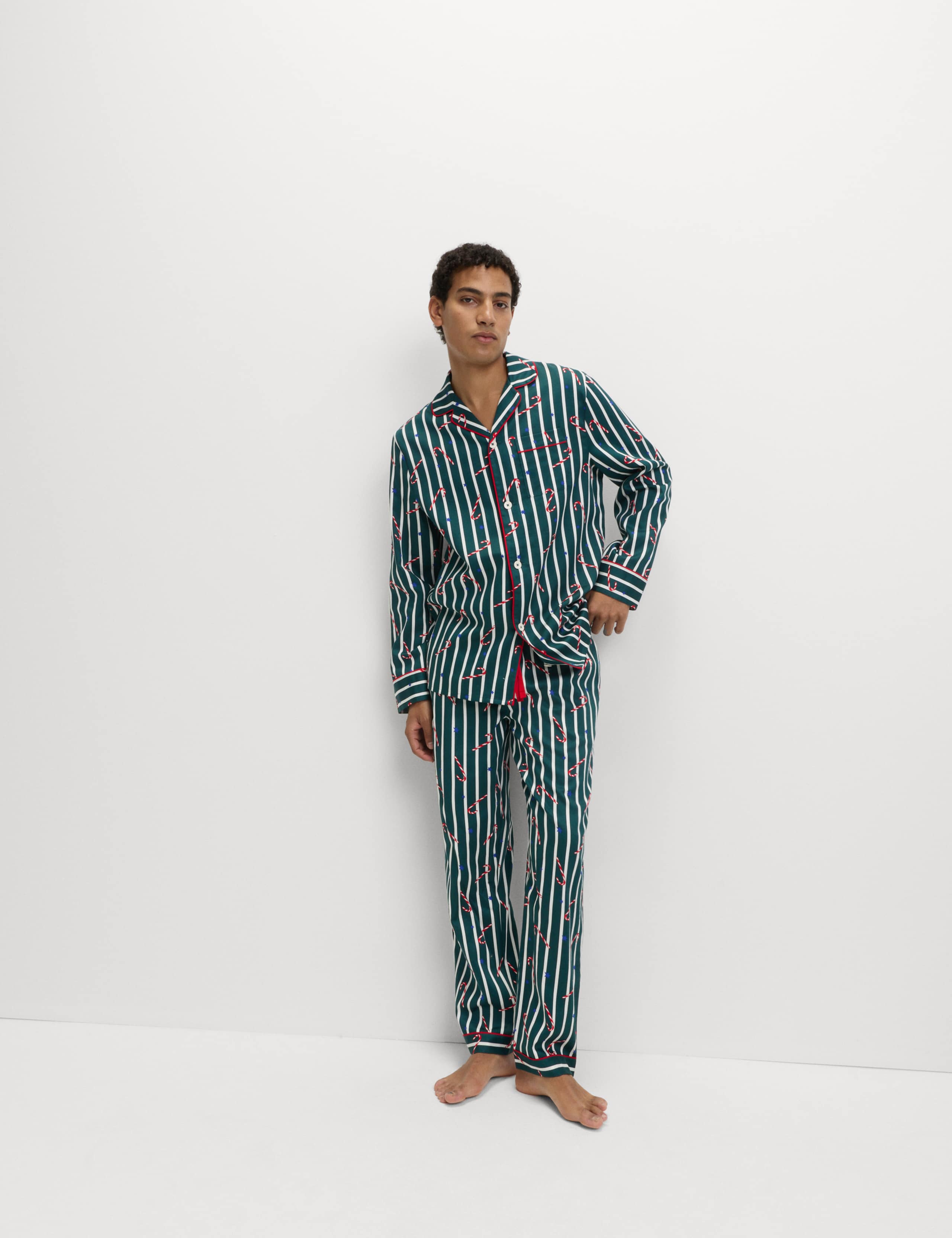 Pure Cotton Candy Cane Family Christmas Pyjama Set 6 of 6