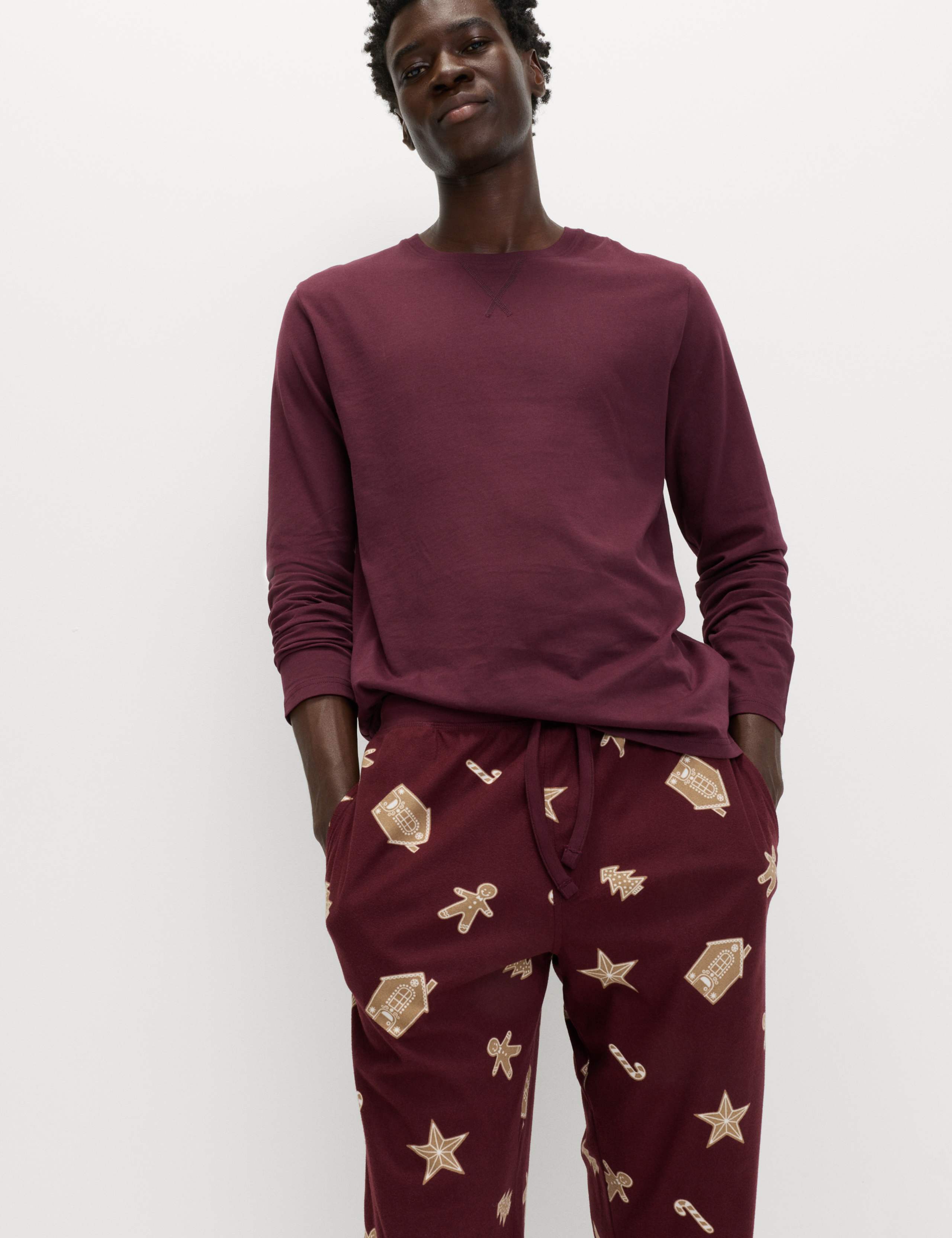 Pure Cotton Christmas Joggers Pyjama Set 4 of 8