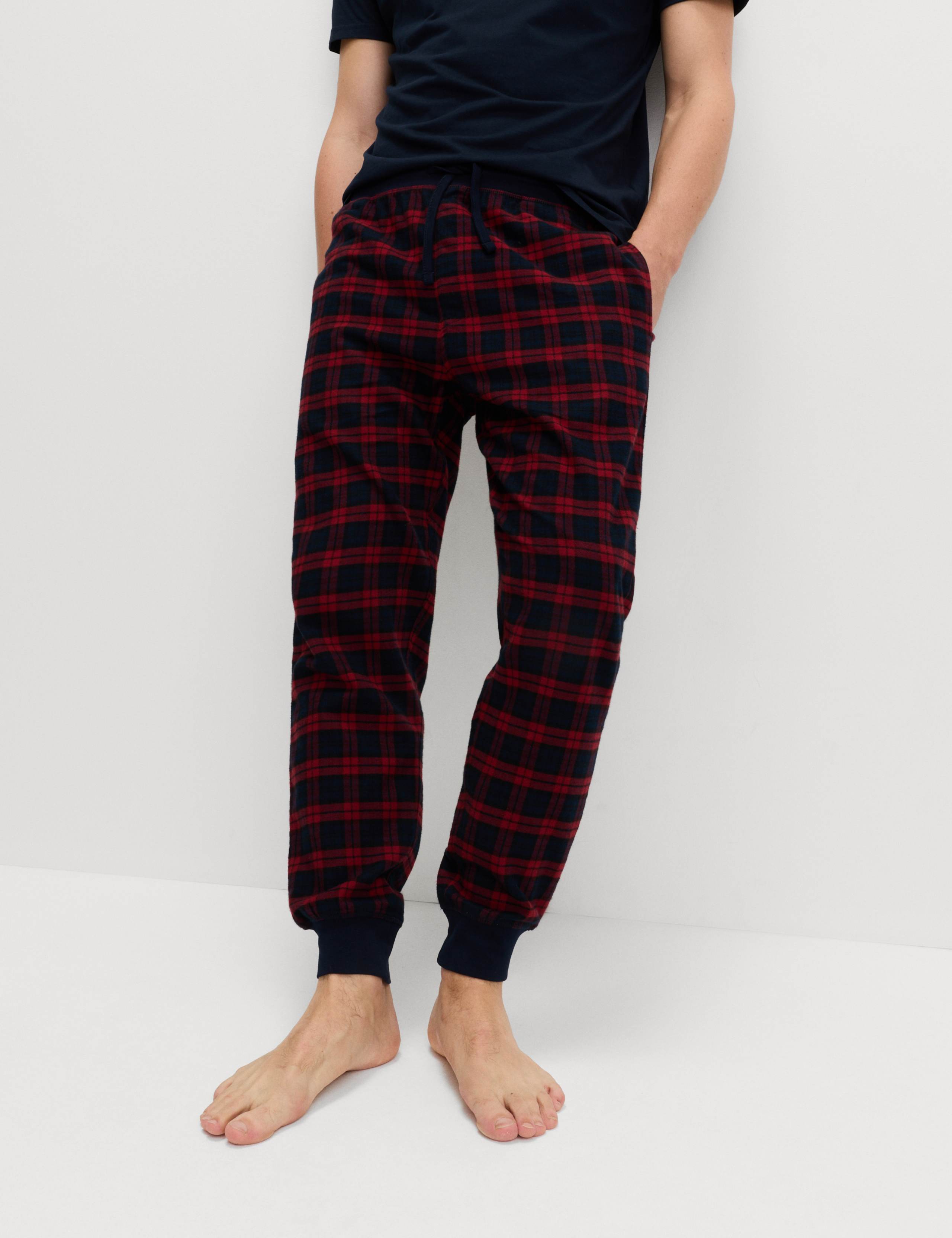 Pure Cotton Checked Pyjama Bottoms 3 of 5